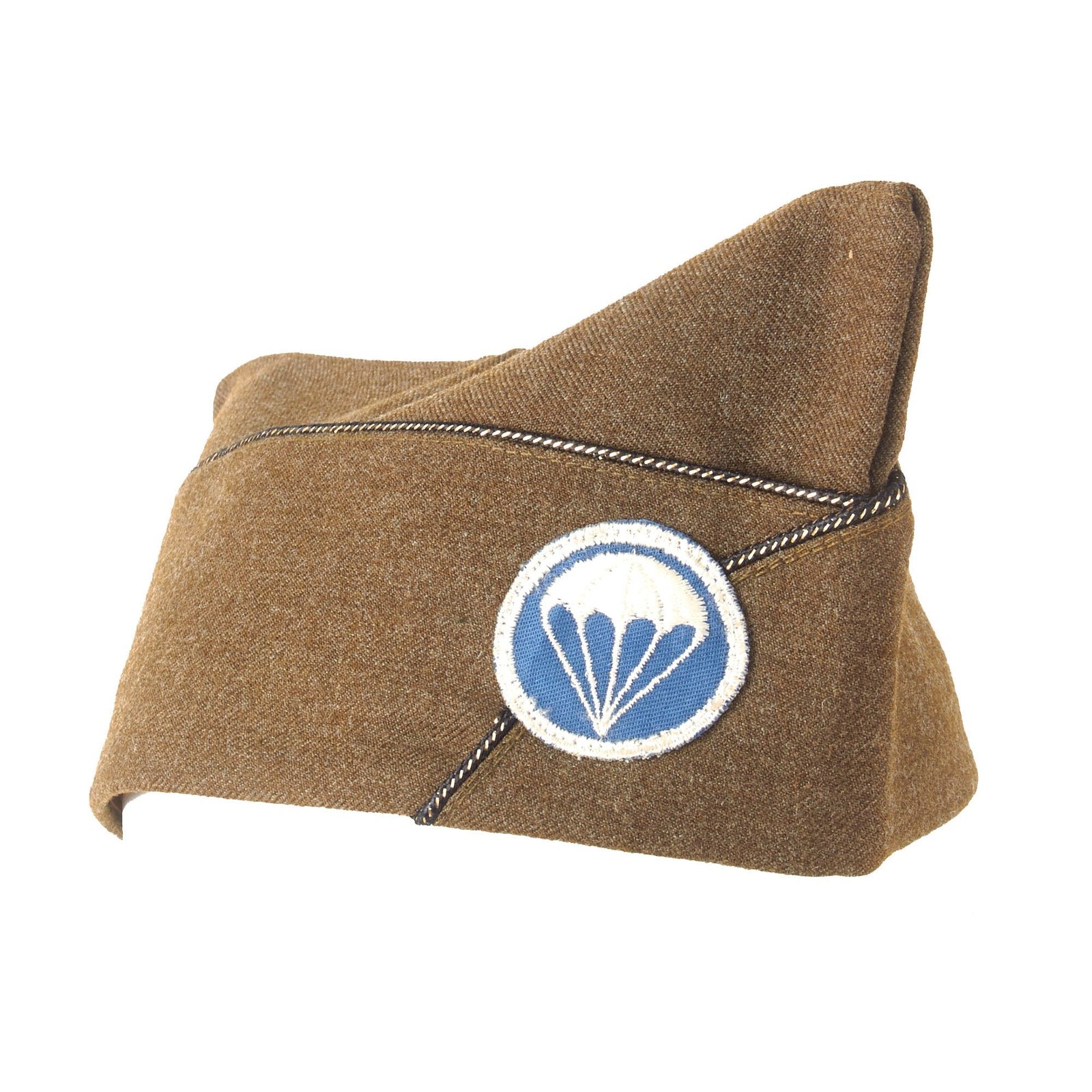 Original U.S. WWII Parachute Infantry Officer’s Garrison Cap with Officer’s Piping & Paratrooper Infantry Patch - Size 7 ½