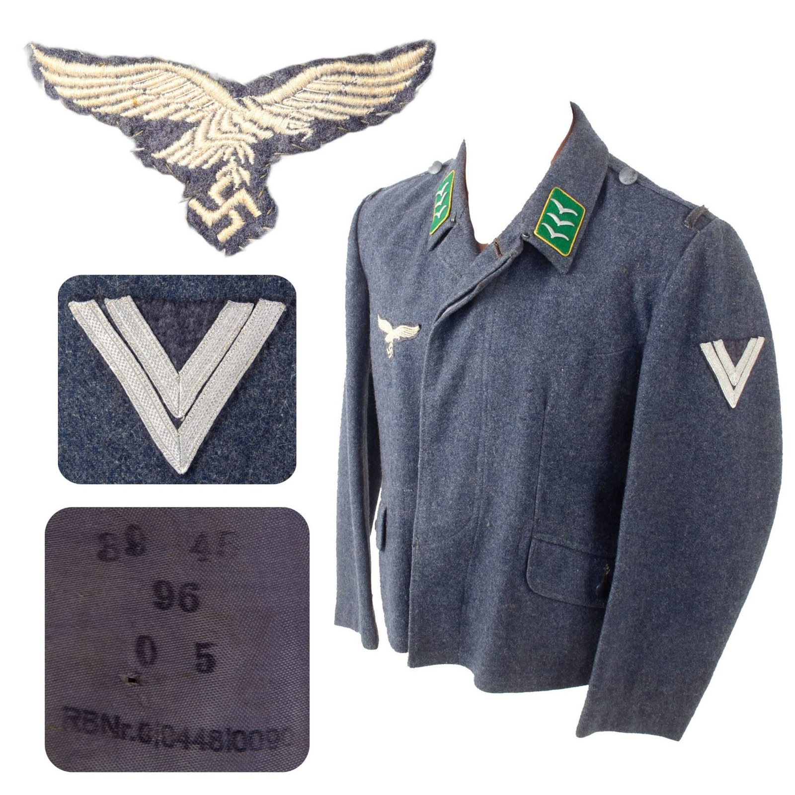 Original German WWII Luftwaffe Field Division Reconnaissance Obergefreiter Enlisted Two Pocket Fliegerbluse Field Uniform Tunic