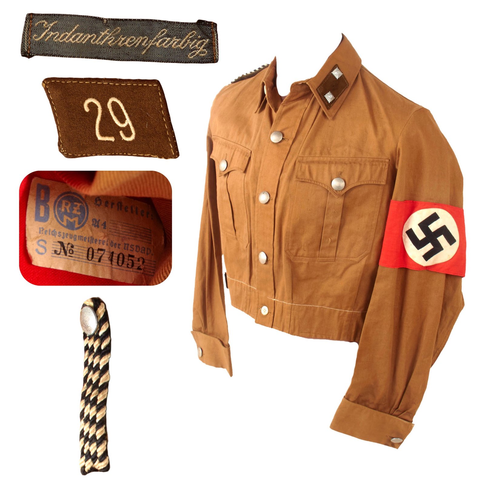 Original German WWII SA Lower Saxony Group SA-Truppführer NCO Brown Shirt Tunic with Corduroy Breeches and Armband