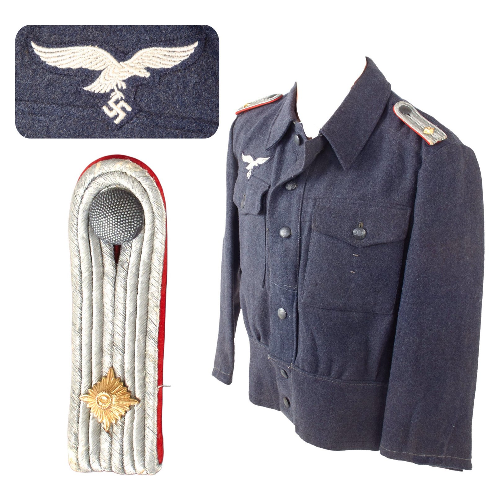 Original German WWII Luftwaffe Flak Artillery Oberleutnant Officer Private Purchase M44 Type Uniform Tunic