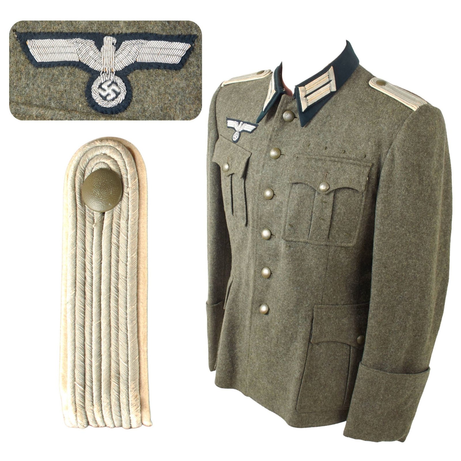 Original German WWII Heer Infantry Leutnant Officer M36 Field Uniform Tunic with Trousers