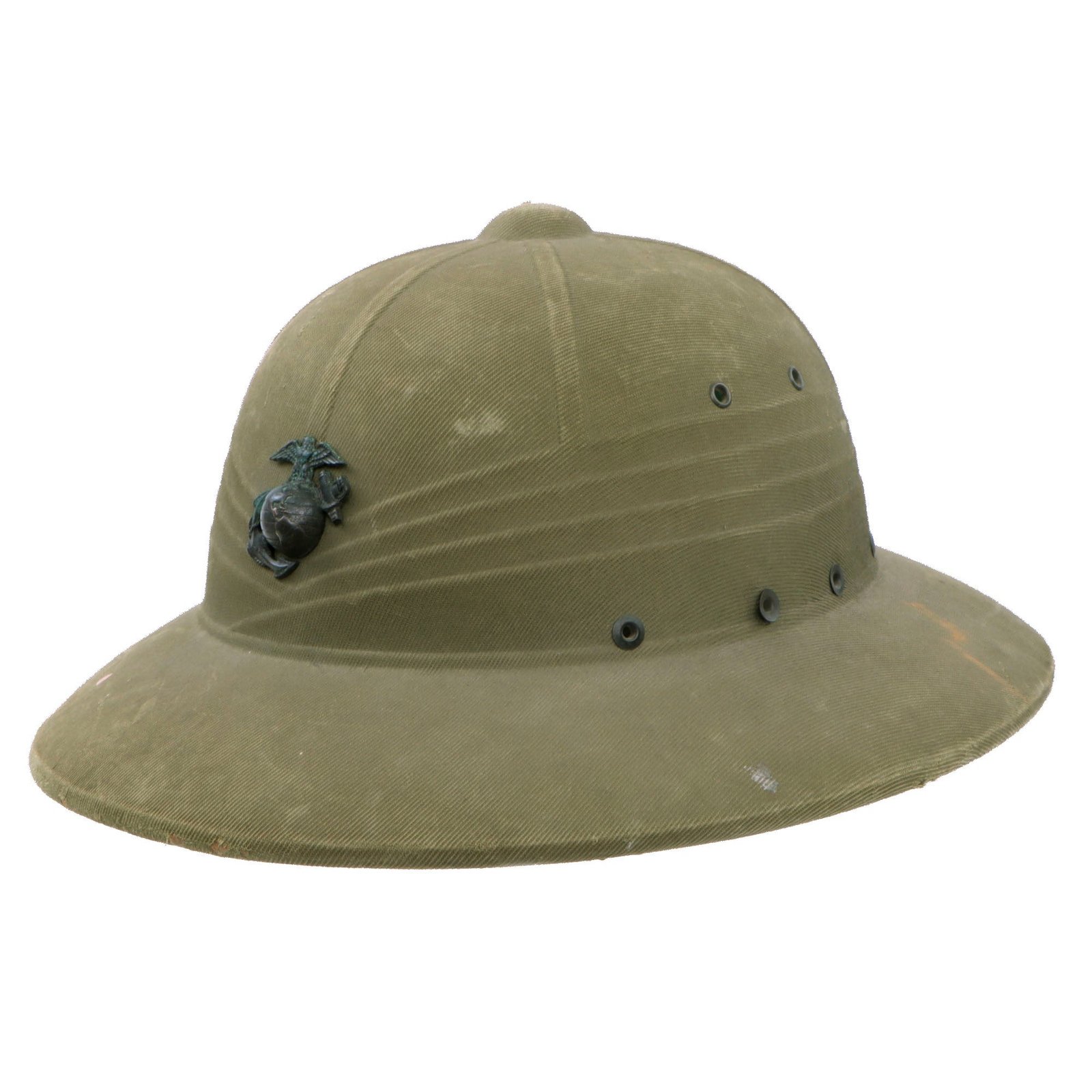 Original U.S. WWII-Era US Marine Corps Issue M-1940 Pressed Fiber Sun Helmet by Hawley - Named - Dated 1940