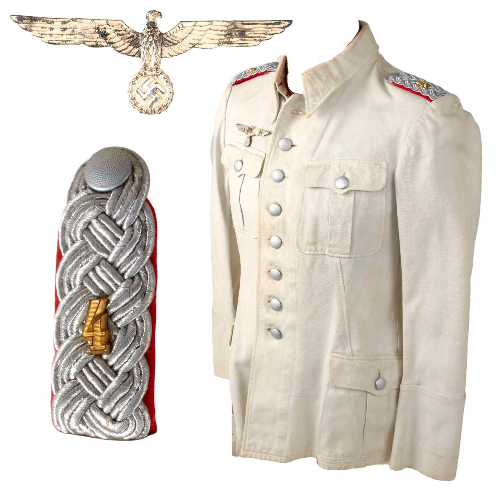 Original German WWII Heer Army 4th Artillery Major Officer Summer White Uniform Tunic