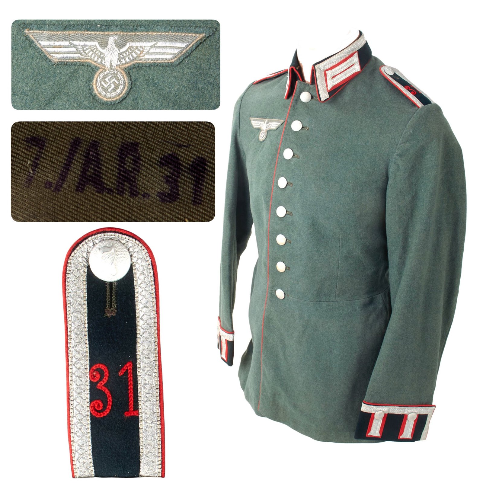 Original German WWII Heer Army 7th Company 31st Artillery Regiment Unteroffizier NCO M35 Waffenrock Dress Tunic