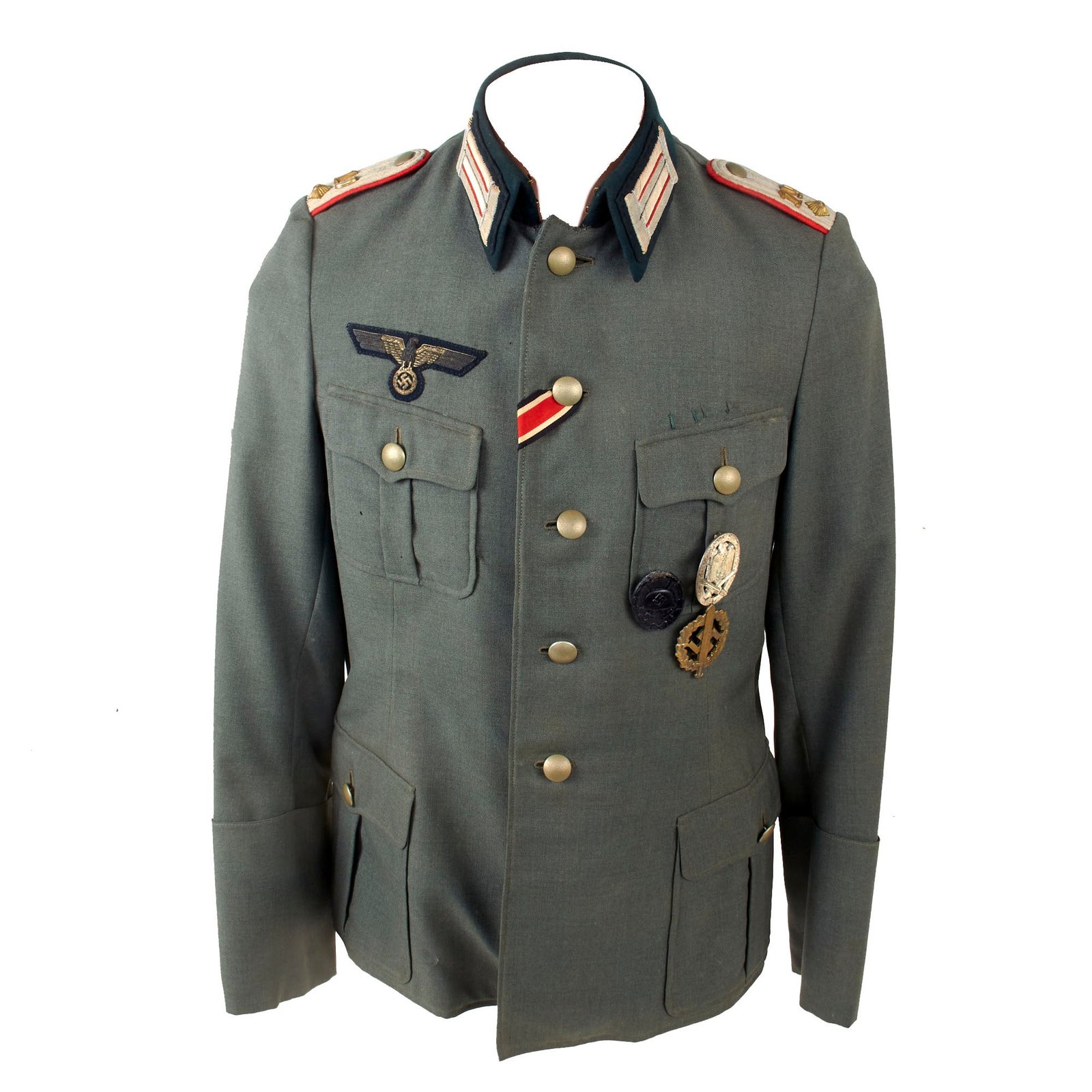 Original German WWII Heer 19th Artillery Regiment Oberleutnant’s M36 Uniform Tunic with Bullion Breast Eagle and Awards