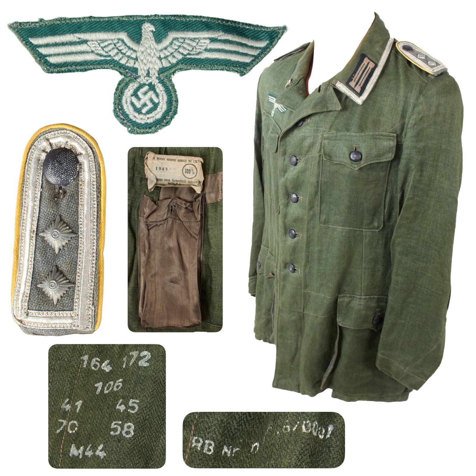 Original German WWII Heer Army Signals Oberfeldwebel NCO HBT M42 Drilljacke Combat Tunic with RBnr Markings - Dated 1944