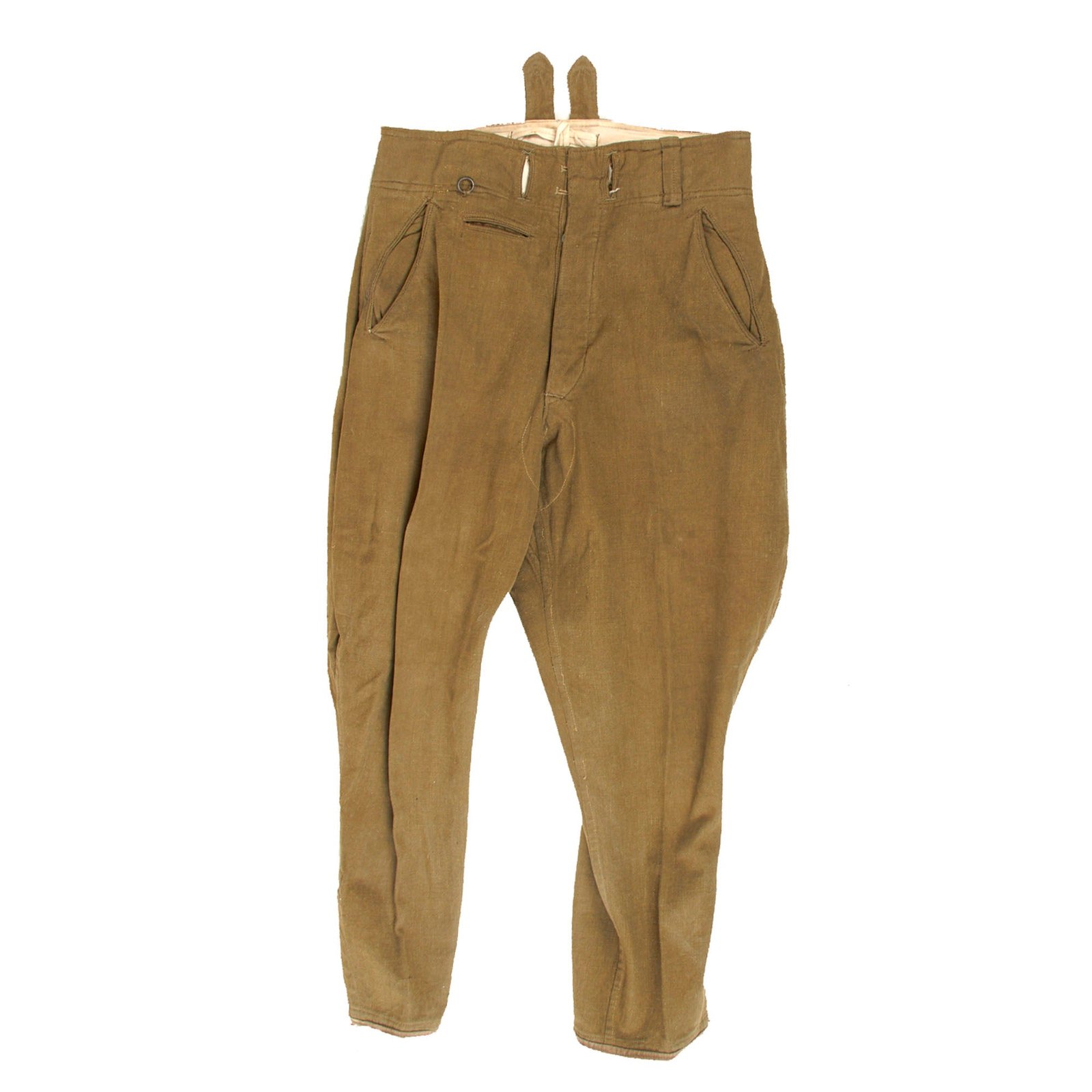 Original German WWII Heer Army Afrika Korps DAK Tropical Uniform Breeches with RBNr. Markings - Missing Integral Belt