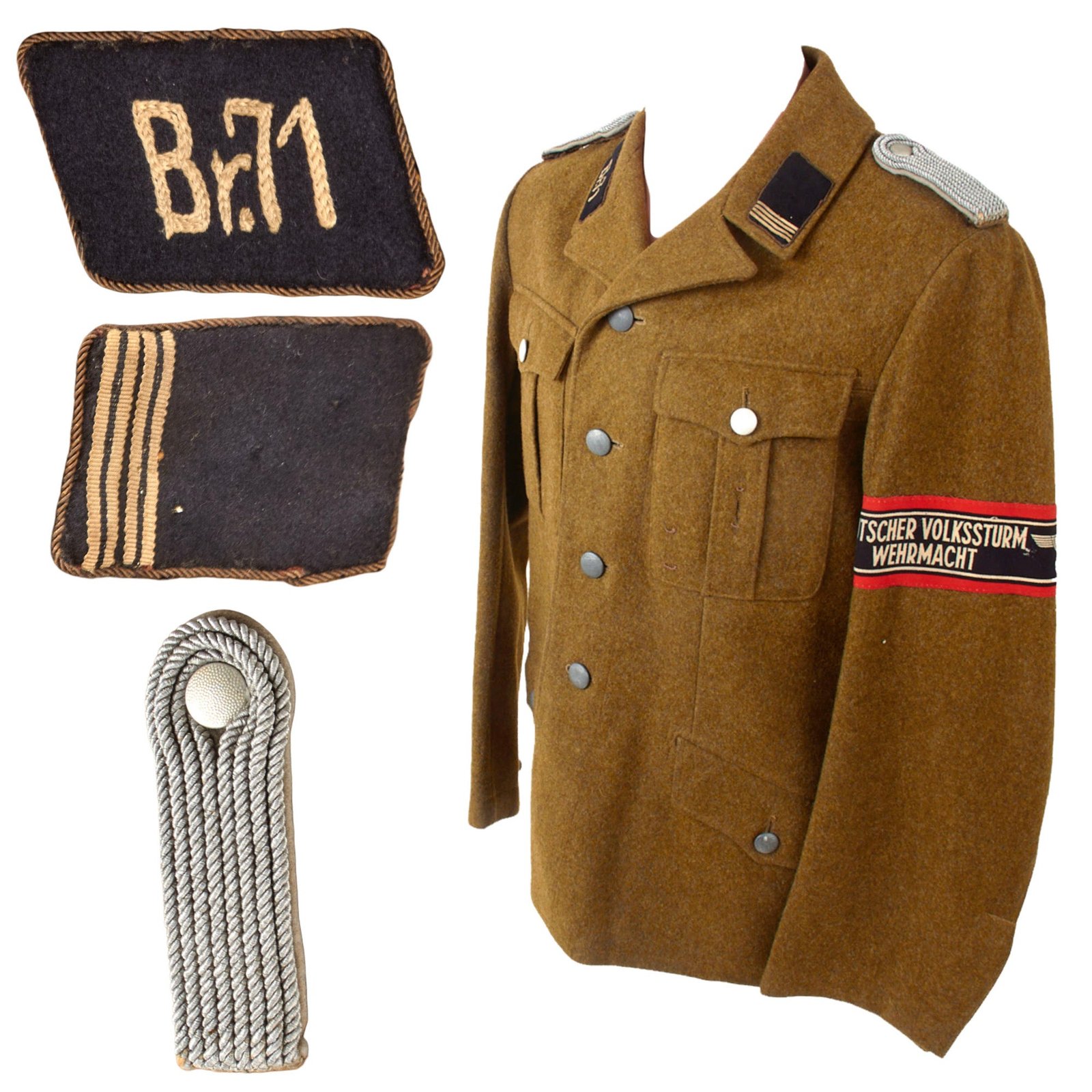 Original German WWII NSKK or SA Officer Uniform Tunic Reissued for "Last Ditch" Volkssturm Use