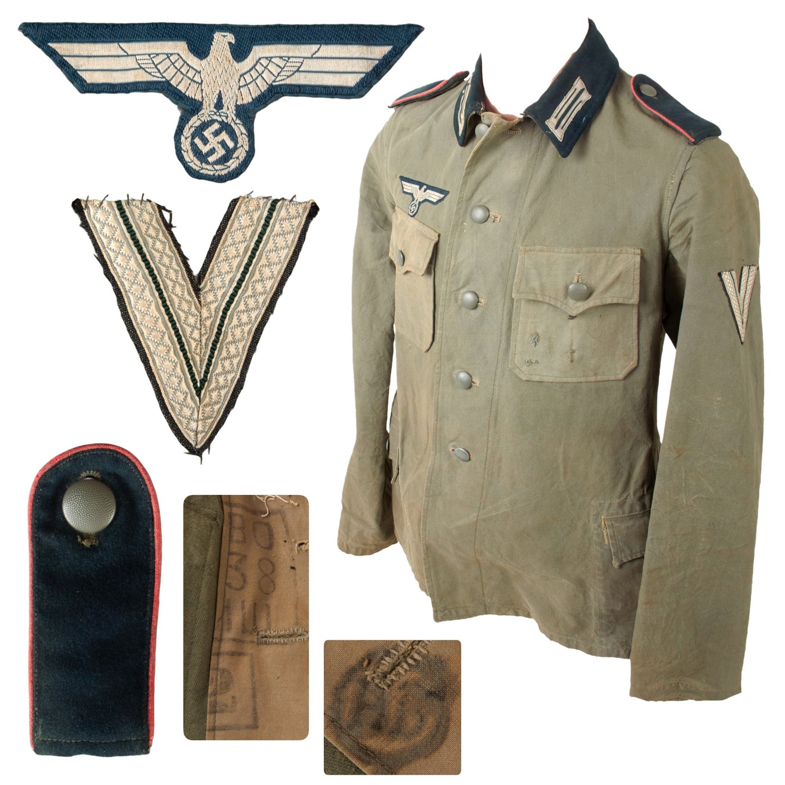 Original German WWII Field Tailor-Made "Russian Cloth" Heer Army Panzerjäger Obergefreiter Enlisted Man’s M36 Uniform Tunic