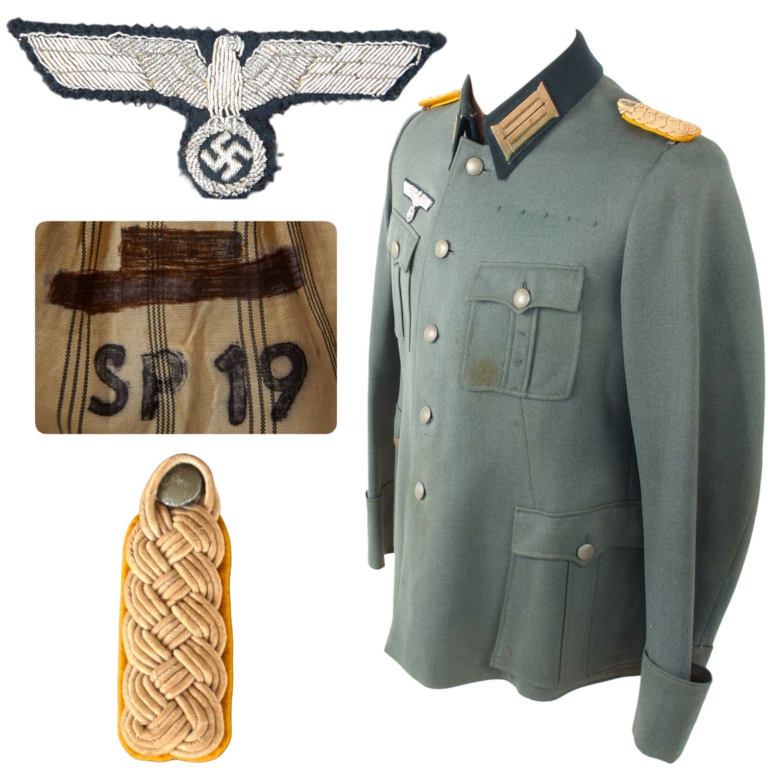 Original German WWII Named Heer Signals Officer Major’s M36 Field Tunic with Bullion Breast Eagle & Signalposten Marking