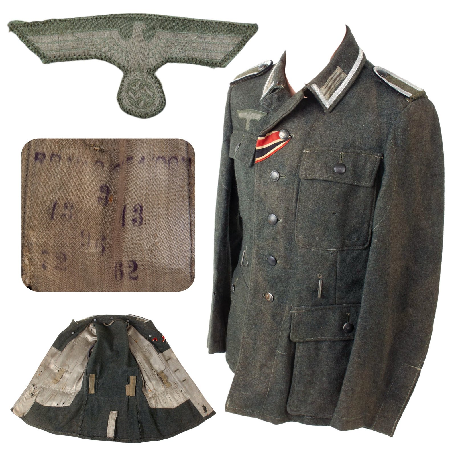 Original German WWII Heer Army Pioneer Corps Unteroffizier NCO M43 Combat Tunic with Medal Ribbons - RBNr. Marked