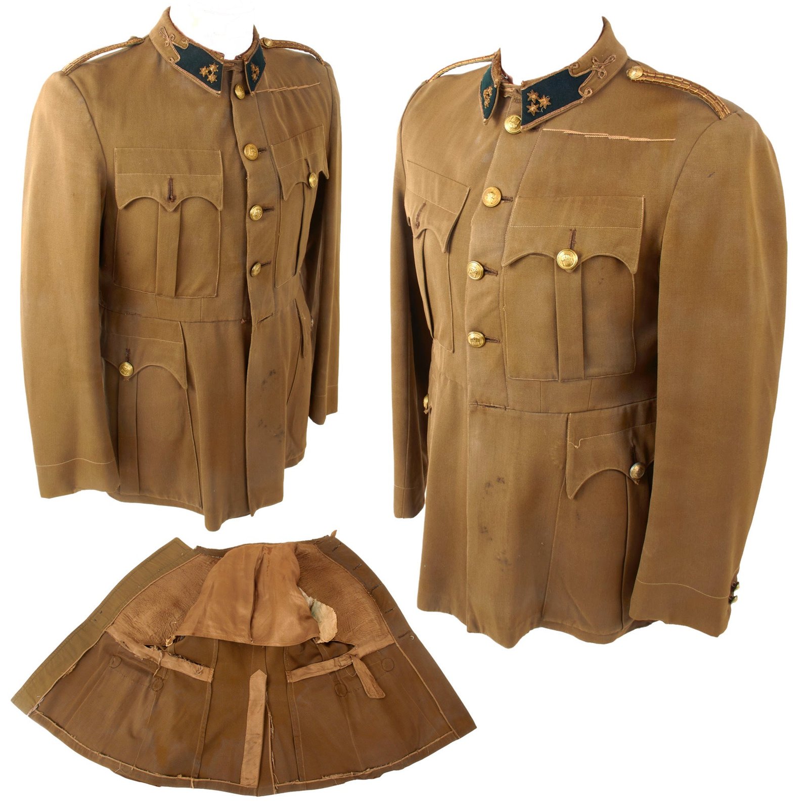 Original Hungarian WWII Officer’s Uniform with Bullion Collar Insignia - Rare