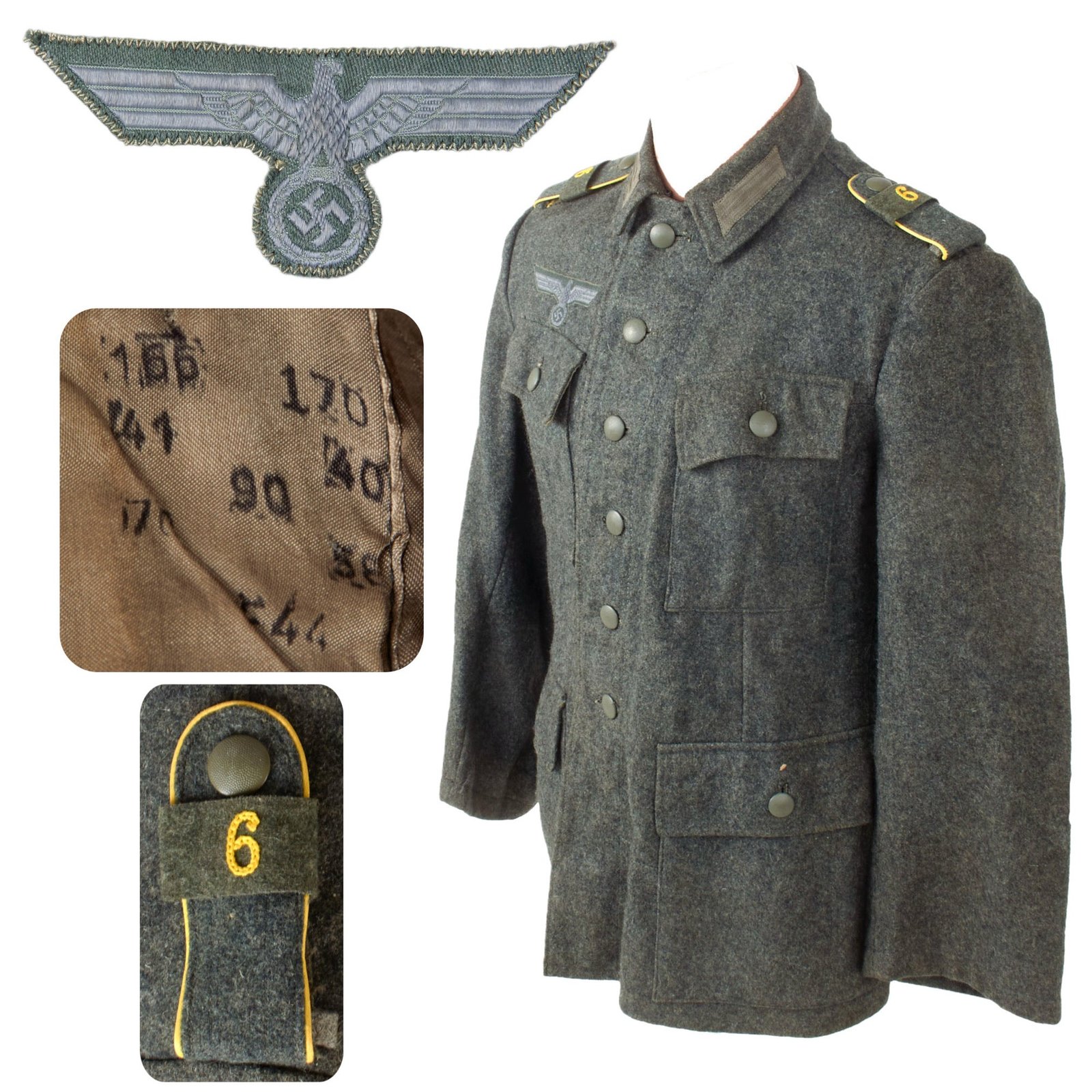 Original German WWII Heer Army 6th Division Signals Detachment Enlisted M43 Combat Tunic - Dated 1944