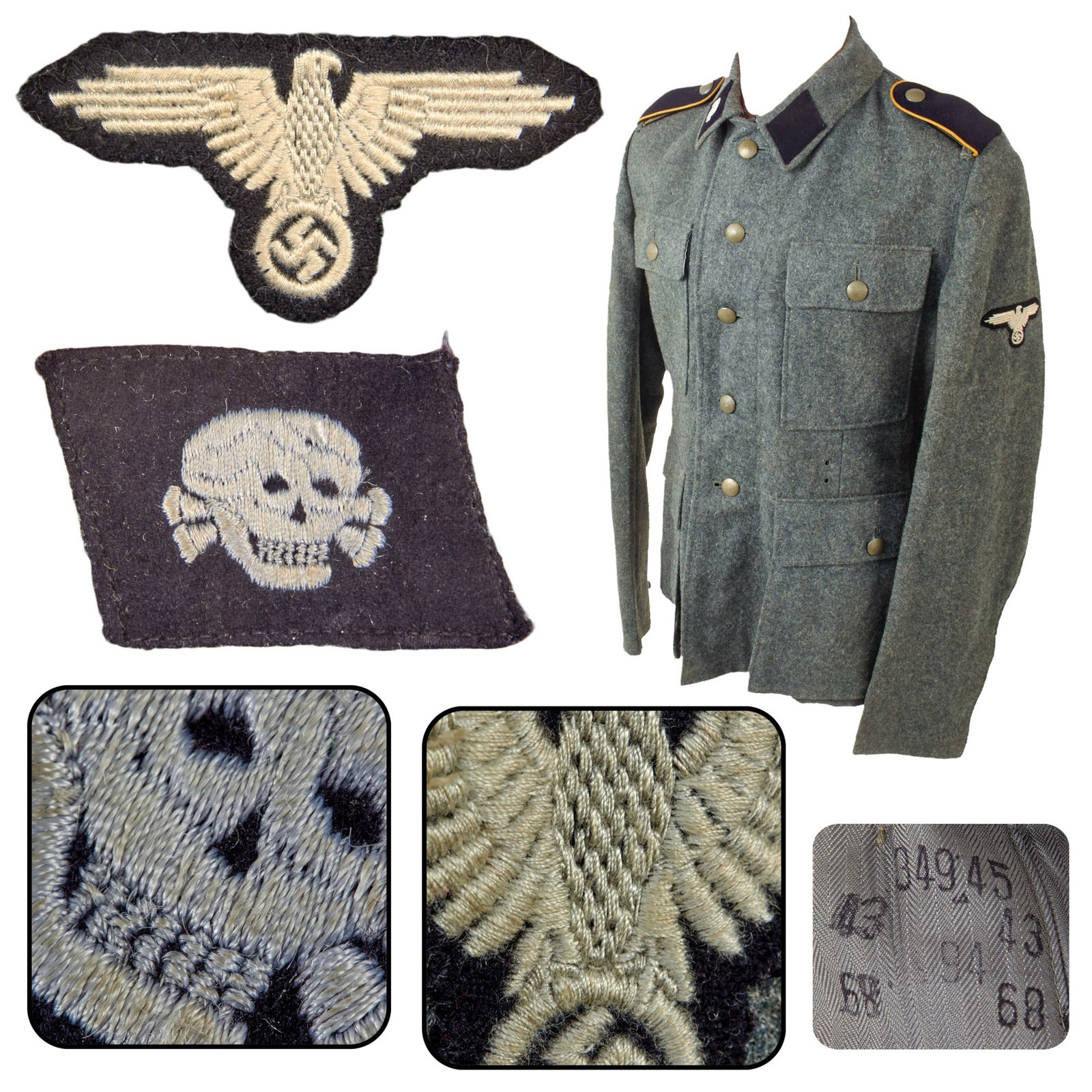 Original German WWII Waffen-SS Totenkopf Division Reconnaissance Enlisted Man’s M-43 Field Tunic with Factory Markings