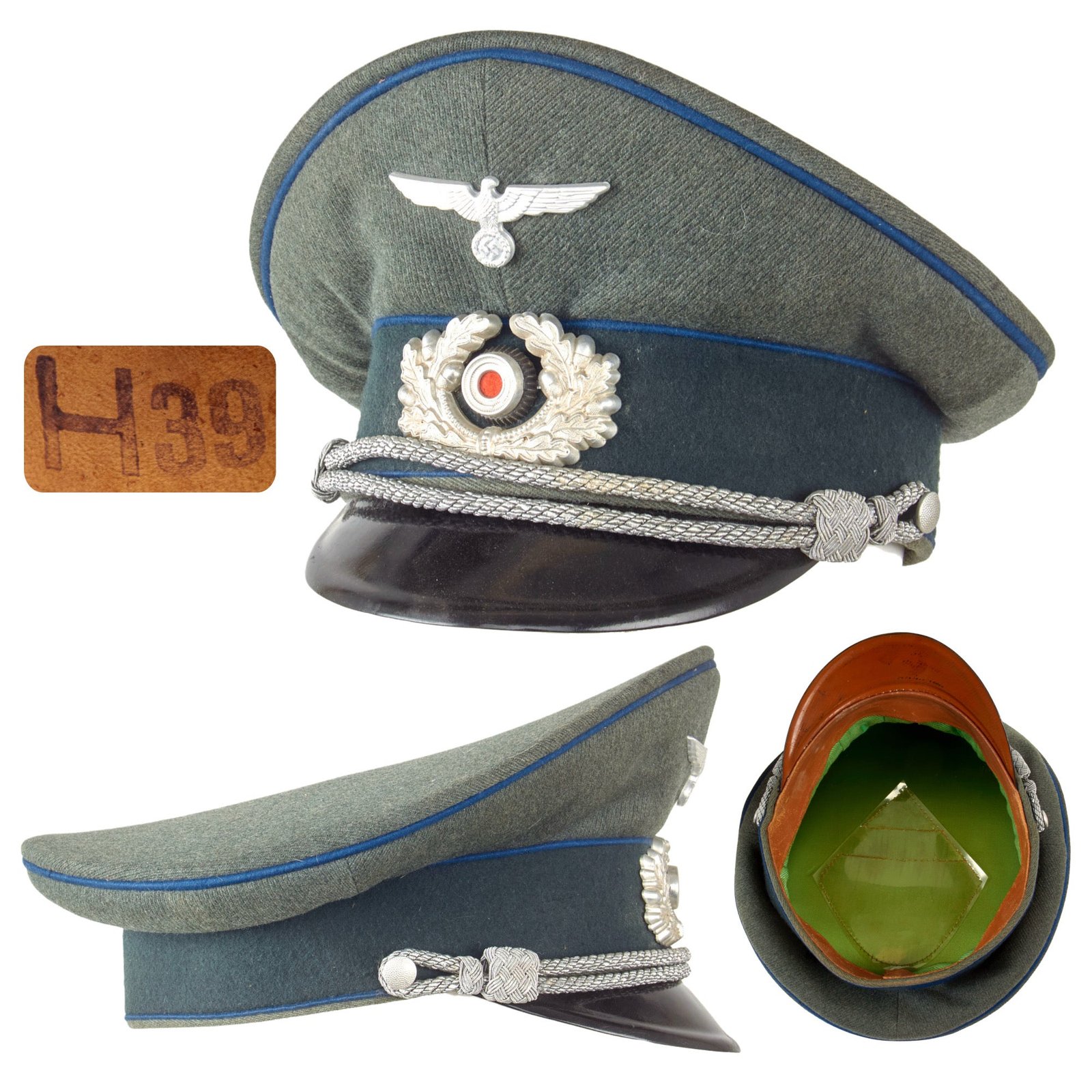 Original German WWII Army Heer Medical Officer Schirmmütze Visor Cap - Marked H39
