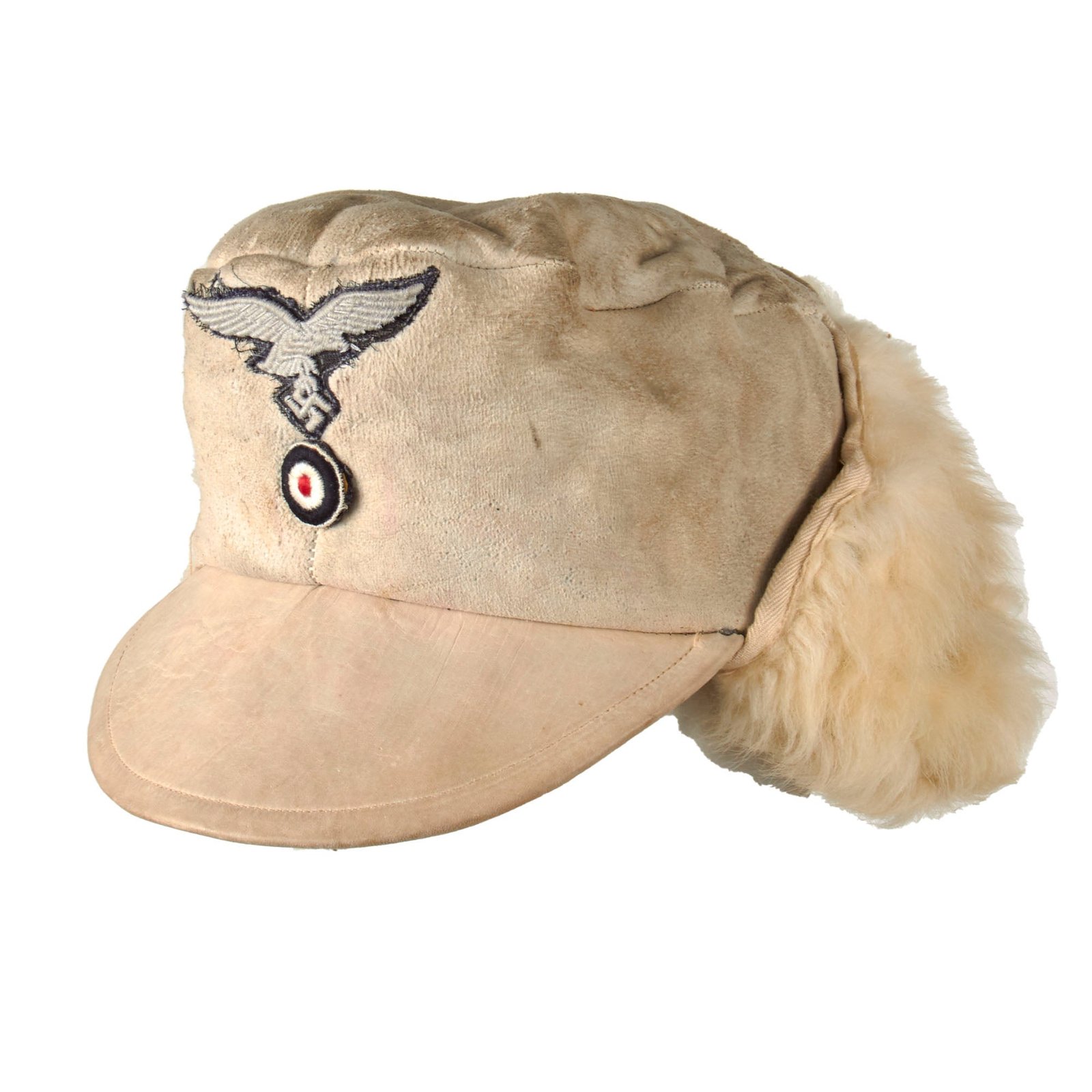 Original German WWII 1942 Dated Eastern Front Luftwaffe M43 Pelzmütze Winter Sheepskin Fur Field Cap by Berolina - Size 56