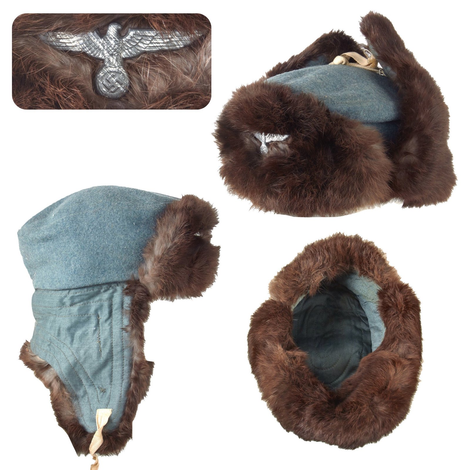 Original German WWII Eastern Front Heer Army Rabbit Fur Pelzmütze Winter Hat