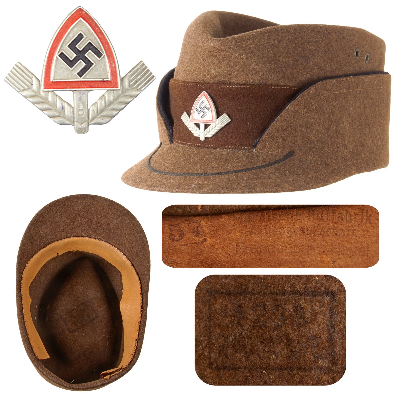Original German WWII RAD National Labor Service EM/NCO "Robin Hood" Cap - Damaged Sweatband