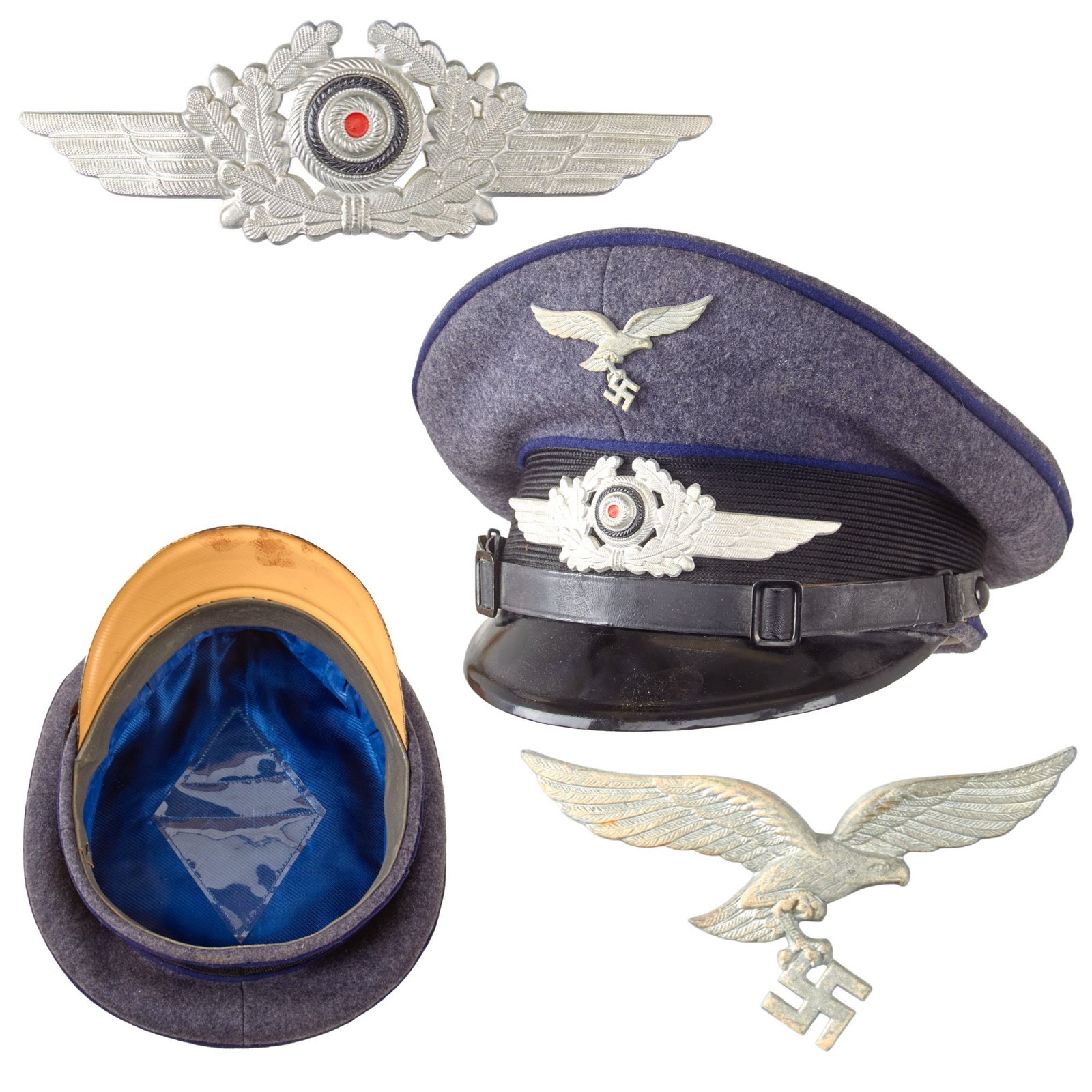 Original German WWII Luftwaffe Medical Corps EM/NCO Schirmmütze Visor Crush Cap