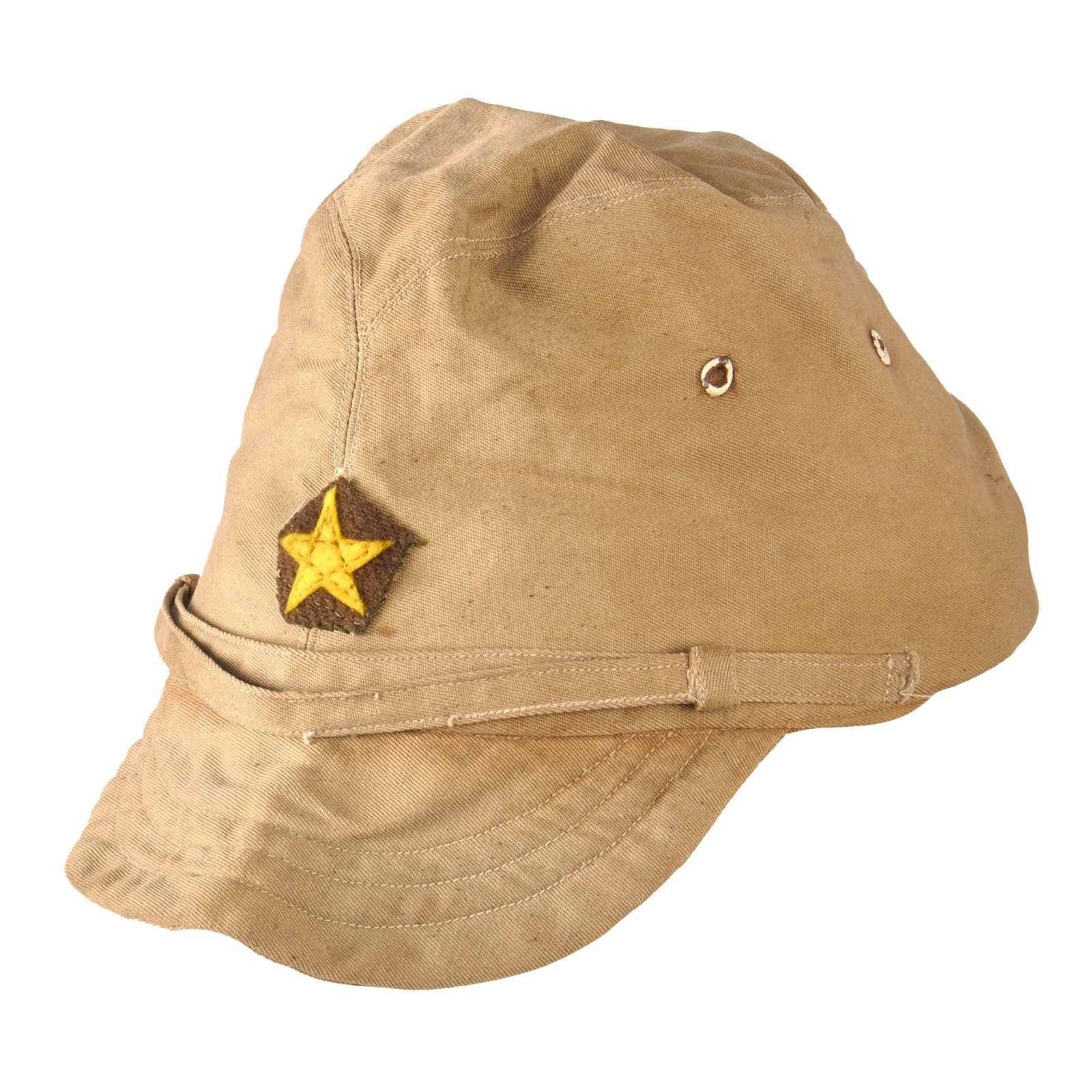 Original Japanese WWII Imperial Japanese Army Enlisted Men's Tropical Cotton Forage Cap With Wool Star