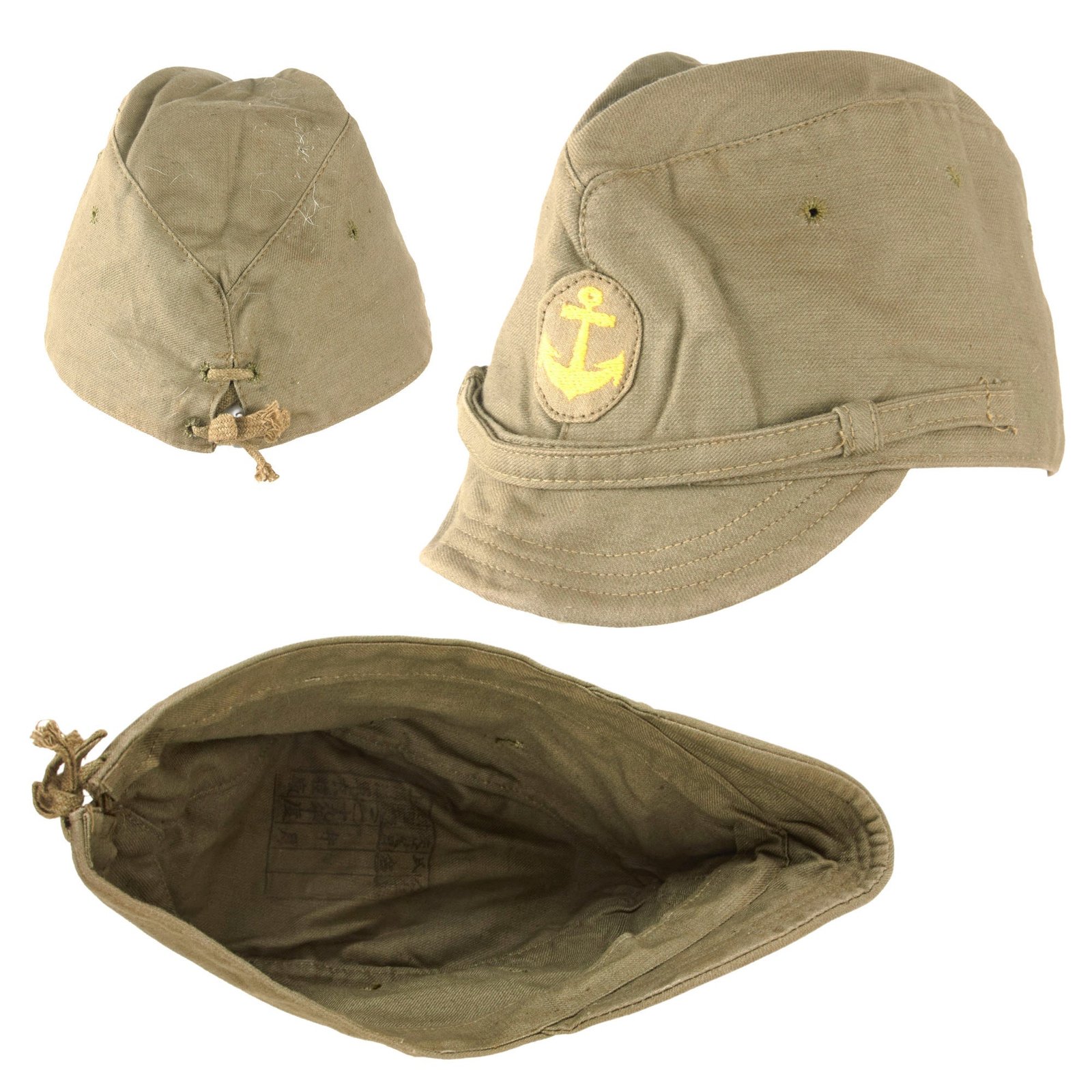 Original Japanese WWII IJN Navy Officer Cotton Forage Cap Dated 1944 - SNLF