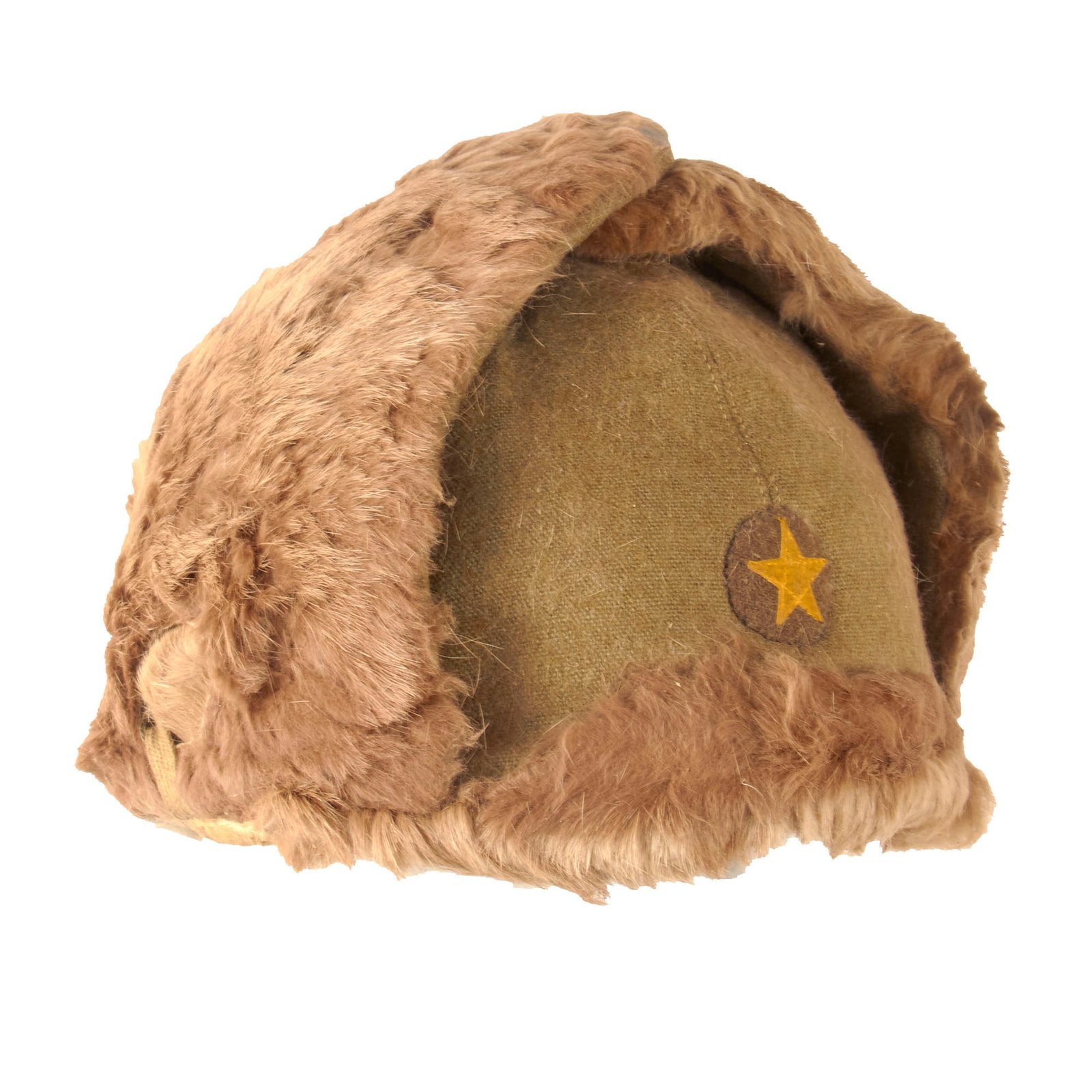 Original WWII Imperial Japanese Army EM/NCO Enlisted Winter Insulated Fur Cap - Size Large
