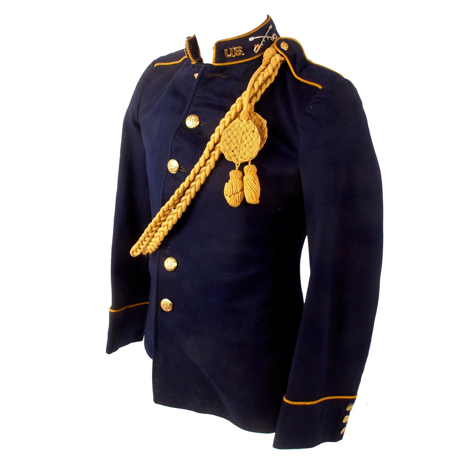 Original U.S. Pre-WWI Model 1902 Enlisted Cavalry Uniform Jacket with Aiguillette & Collar Insignia