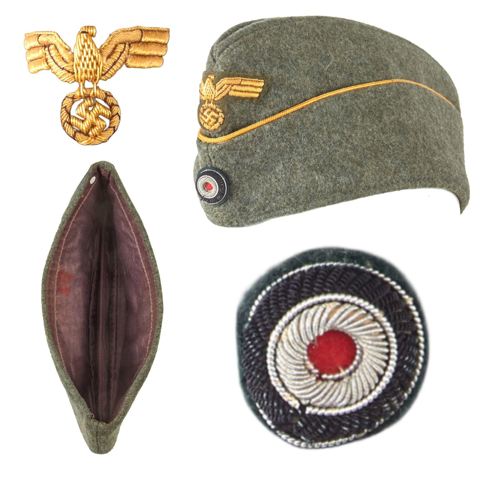 Original German WWII Kriegsmarine Coastal Artillery Officer M38 Overseas Wool Cap in size 59cm - Küstenartillerie