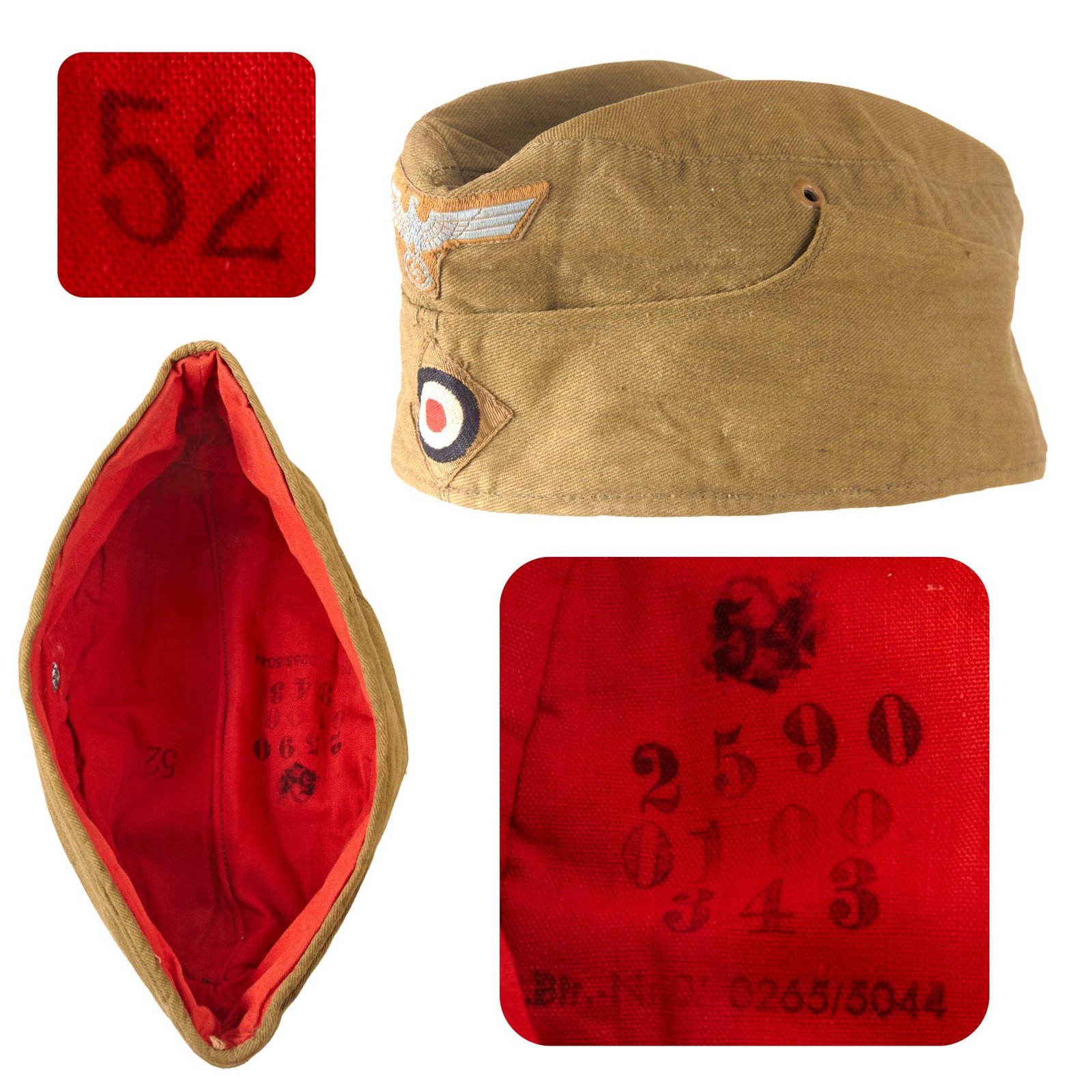 Original German WWII DAK Afrikakorps EM-NCO Tropical Overseas Cap with RBNr. Markings - Size 52