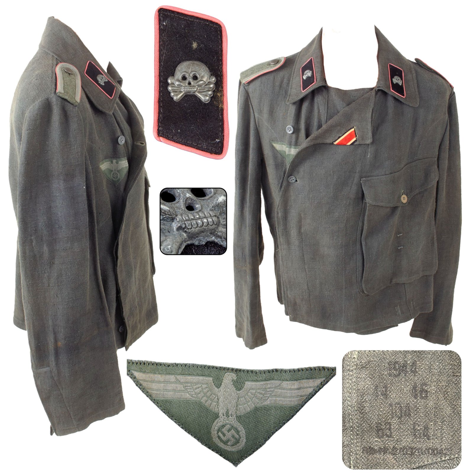 Original German WWII Rare Heer HBT Panzer Wrapper Unteroffizier NCO Uniform Tunic Dated 1944 with Iron Cross Ribbon - Panzer Wrap