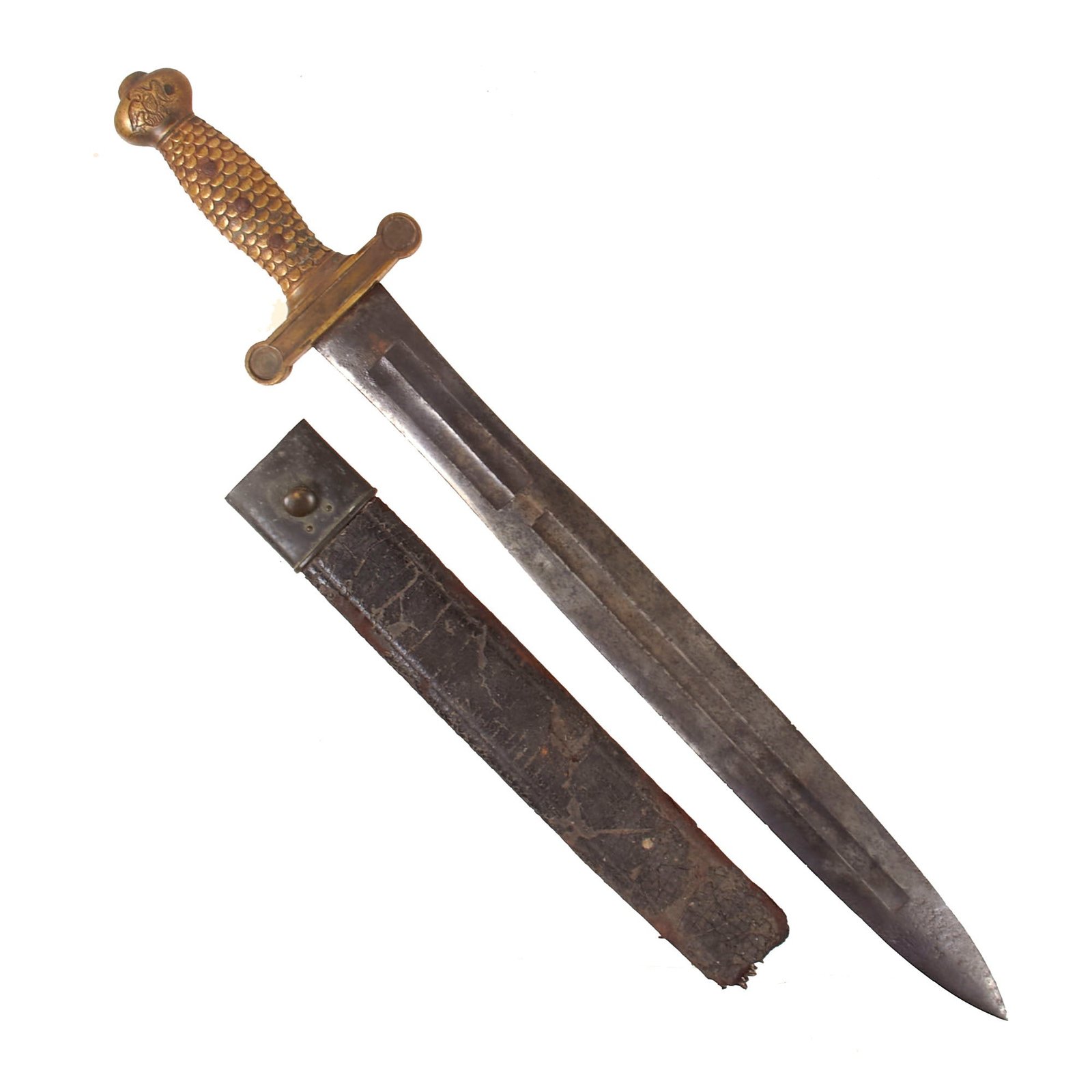 Buy Original U.S. Second Seminole War Rare First Year Production Ames Model 1832 Artillery Short Sword with Partial Scabbard - Dated 1833 | Original Firearms Antique For Sale