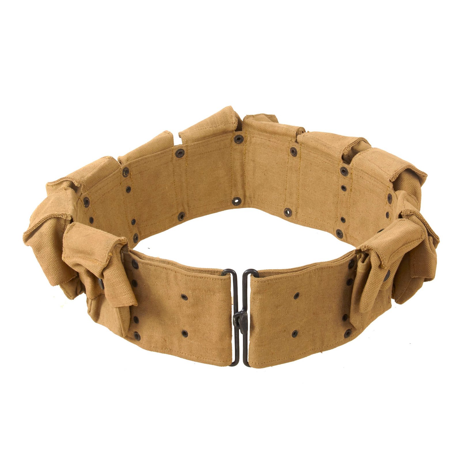 Original U.S. WWI Mills Eagle Snap Ten Pocket Khaki Medical Bandage Belt - Dated July 1918