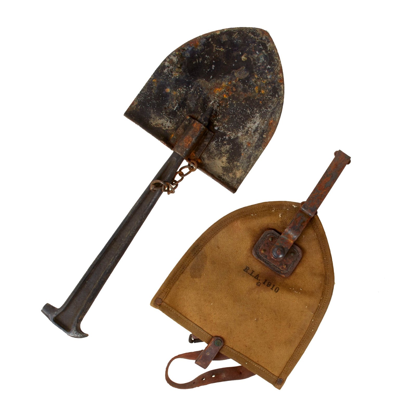 Original U.S. WWI M1912 Experimental Entrenching Shovel with Picket Pin and Carrier