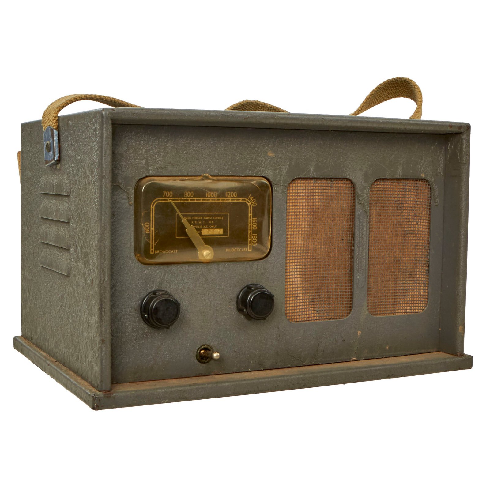 Buy Original New Zealand WWII Rare Functional Armed Forces Radio A.E.W.S. AEW2 “Comfort Radio” with Vacuum Tubes | Original Firearms Antique For Sale