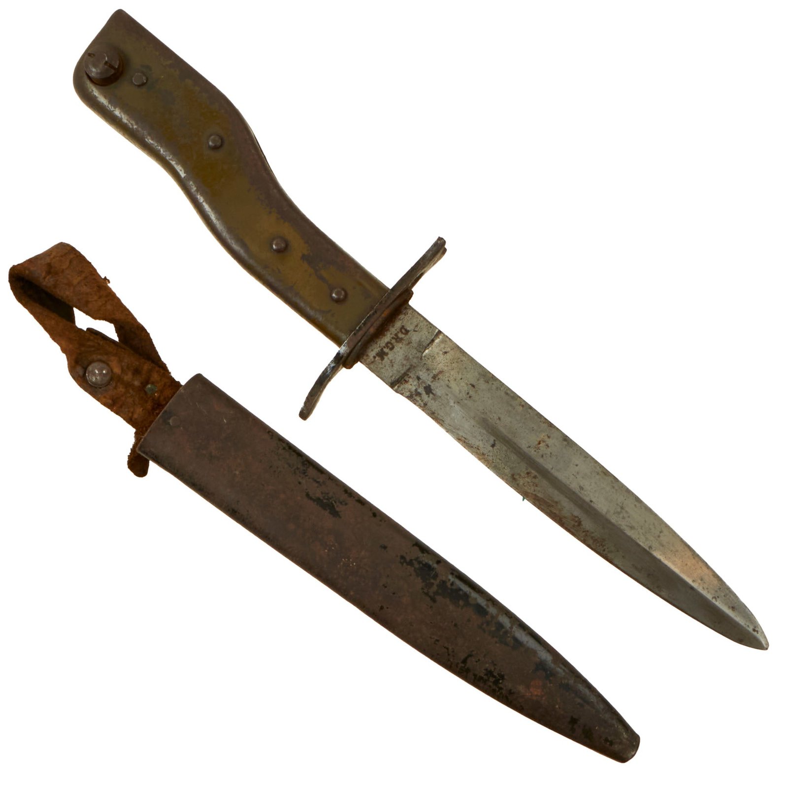Buy Original Imperial German WWI DEMAG Style Crank Handle Ersatz Trench Knife Bayonet with Scabbard | Original Firearms Antique For Sale