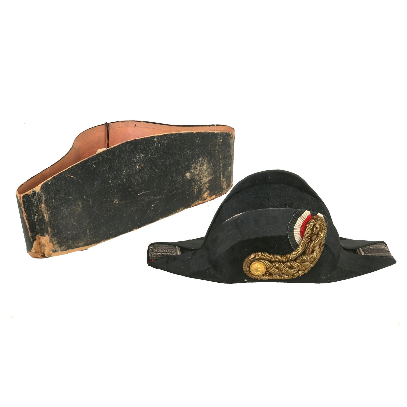Buy Original WWI Imperial German Kaiserliche Marine Navy Officer Fore & Aft Chapeau bras Bicorne Hat with Box | Original Firearms Antique For Sale