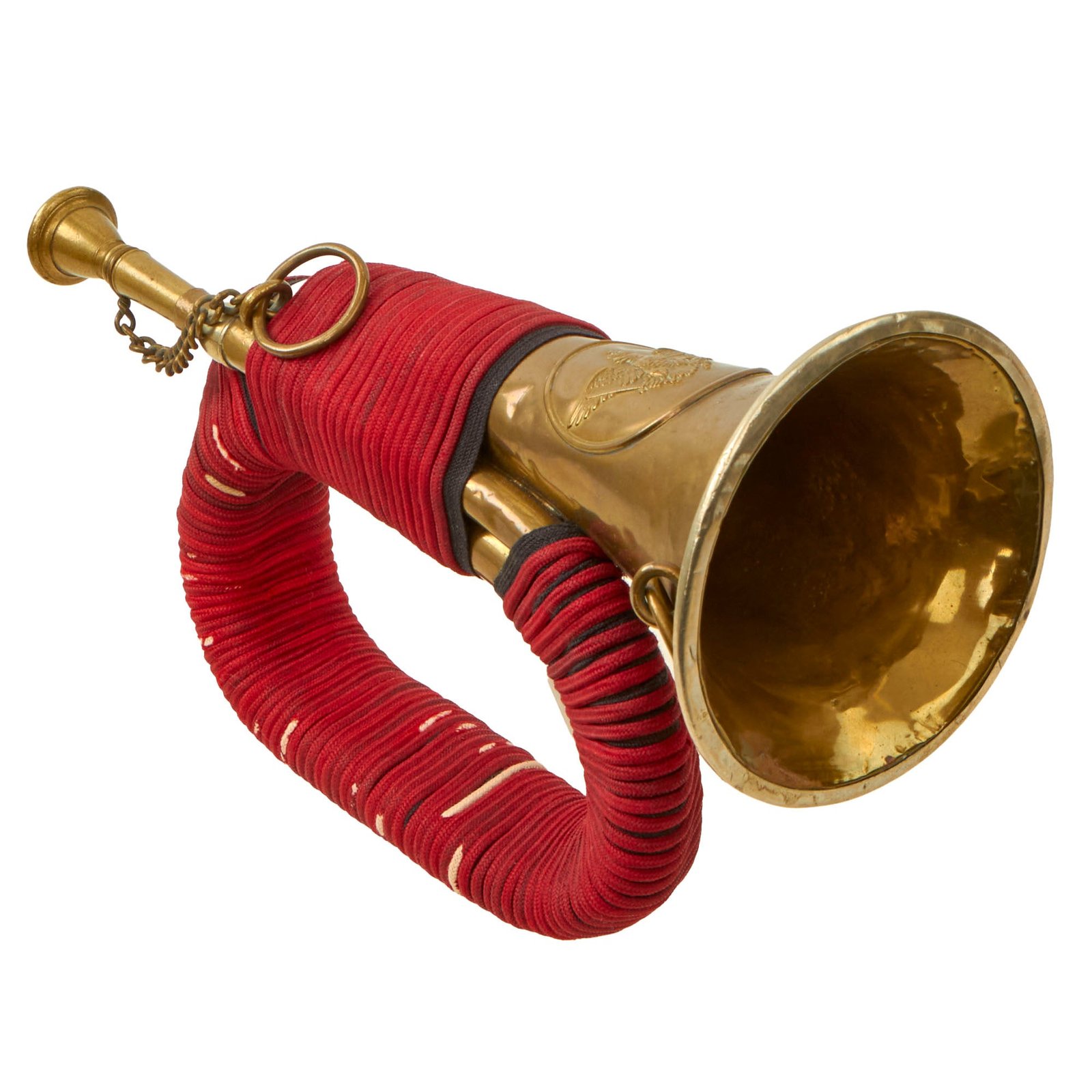 Buy Original Imperial German WWI Military Bugle Bearing Prussian Crest with Original Cording by Karl Deimer of Karlsrune - Dated 1915 | Original Firearms Antique For Sale