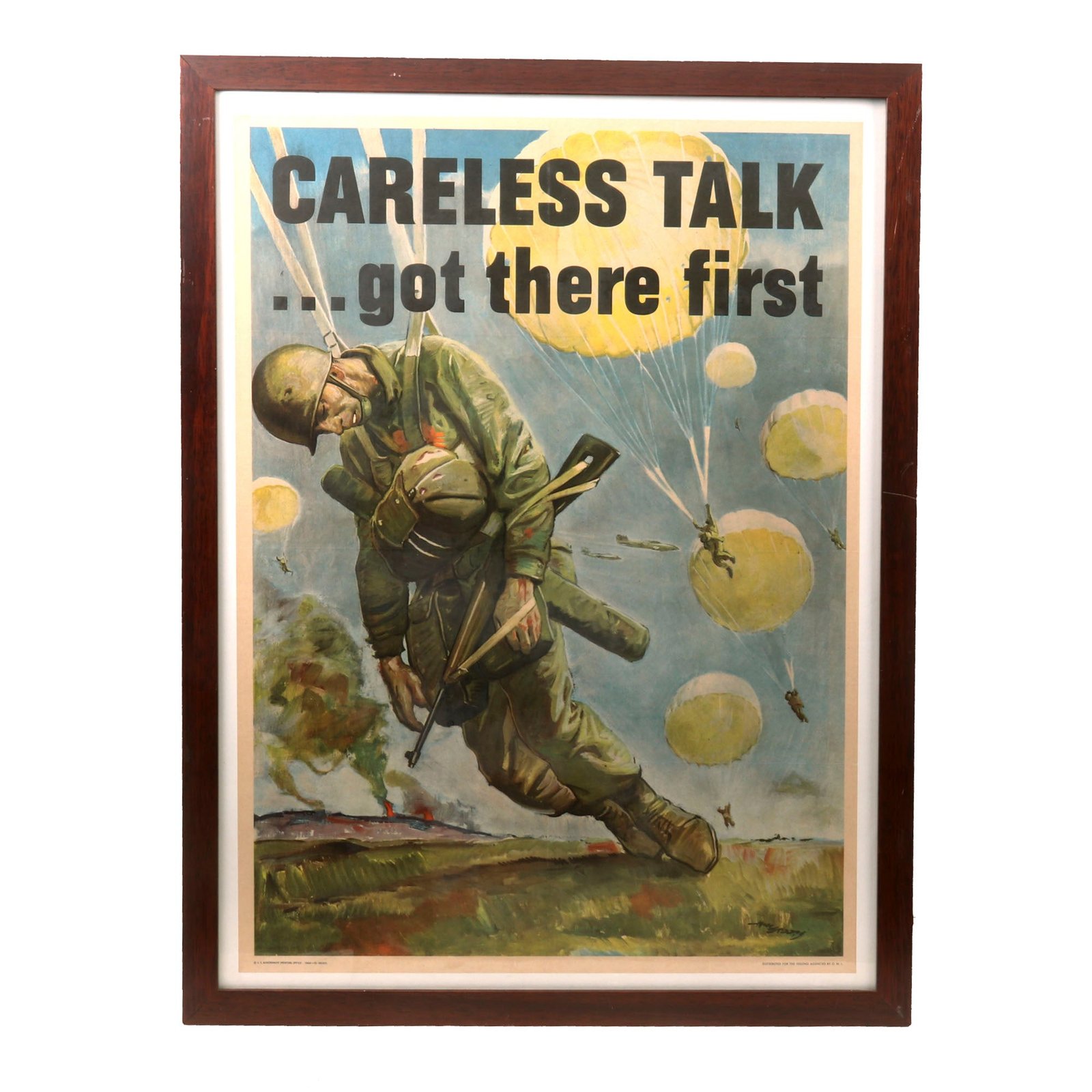 Buy Original U.S. WWII 1944 Framed “Careless Talk… Got There First” OWI Propaganda Poster - 23¾ x 31½” | Original Firearms Antique For Sale