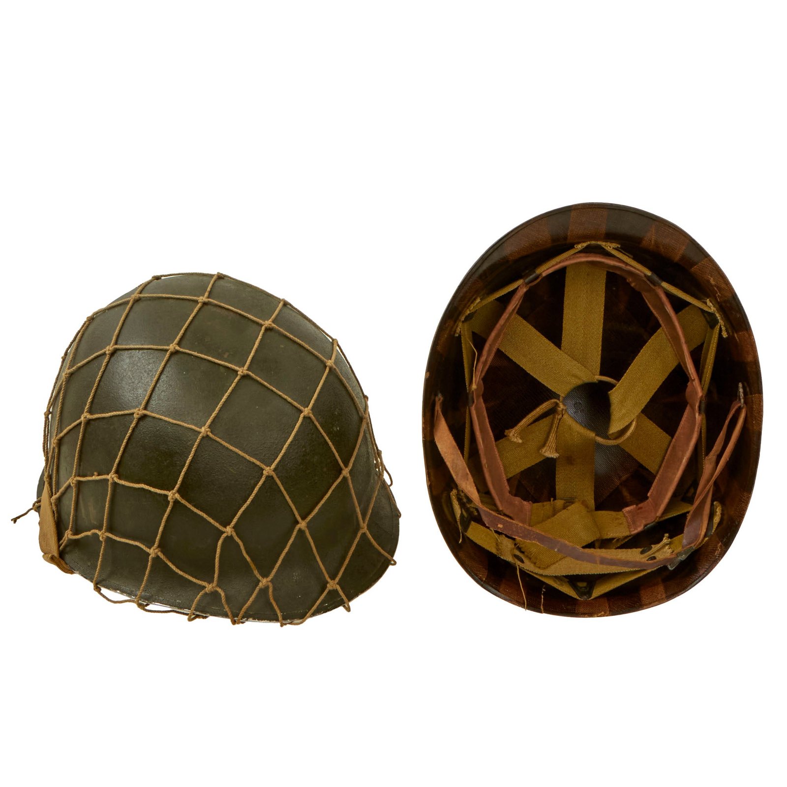 Buy Original U.S. WWII Named M1 Front Seam Fixed Bale Helmet with Westinghouse Liner & Helmet Net - Early War “Flat Buckle” Liner Chinstrap | Original Firearms Antique For Sale