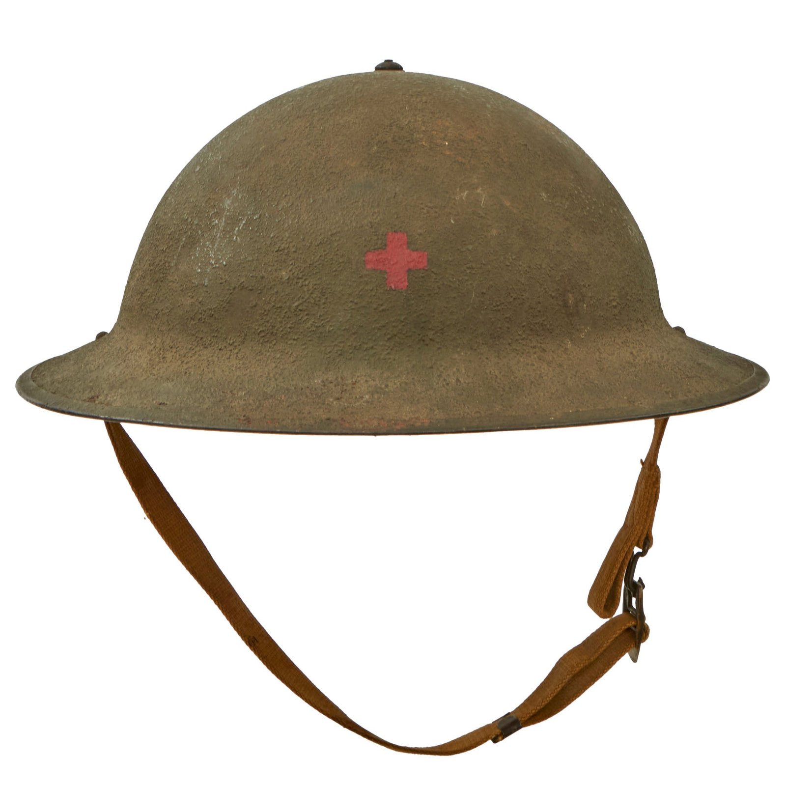 Buy Original U.S. WWII Complete M1917A1 Kelly Medic Painted Helmet with Textured Paint | Original Firearms Antique For Sale