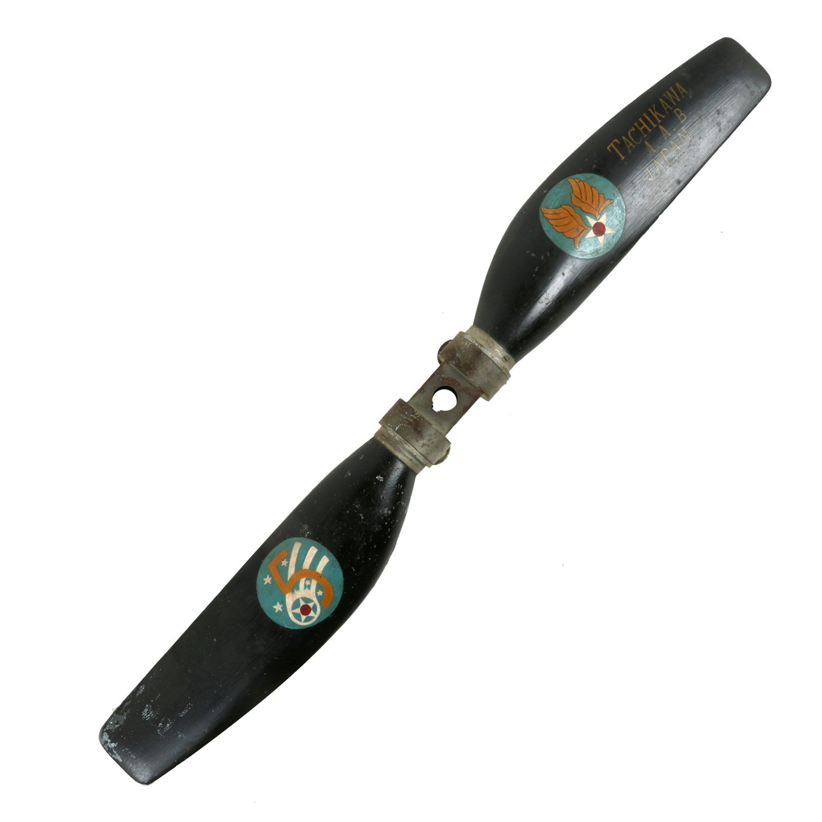 Buy Original Imperial Japanese WWII Aircraft Auxiliary Propeller with U.S. 5th Air Force Souvenir Paint - Tachikawa A.A.B. | Original Firearms Antique For Sale