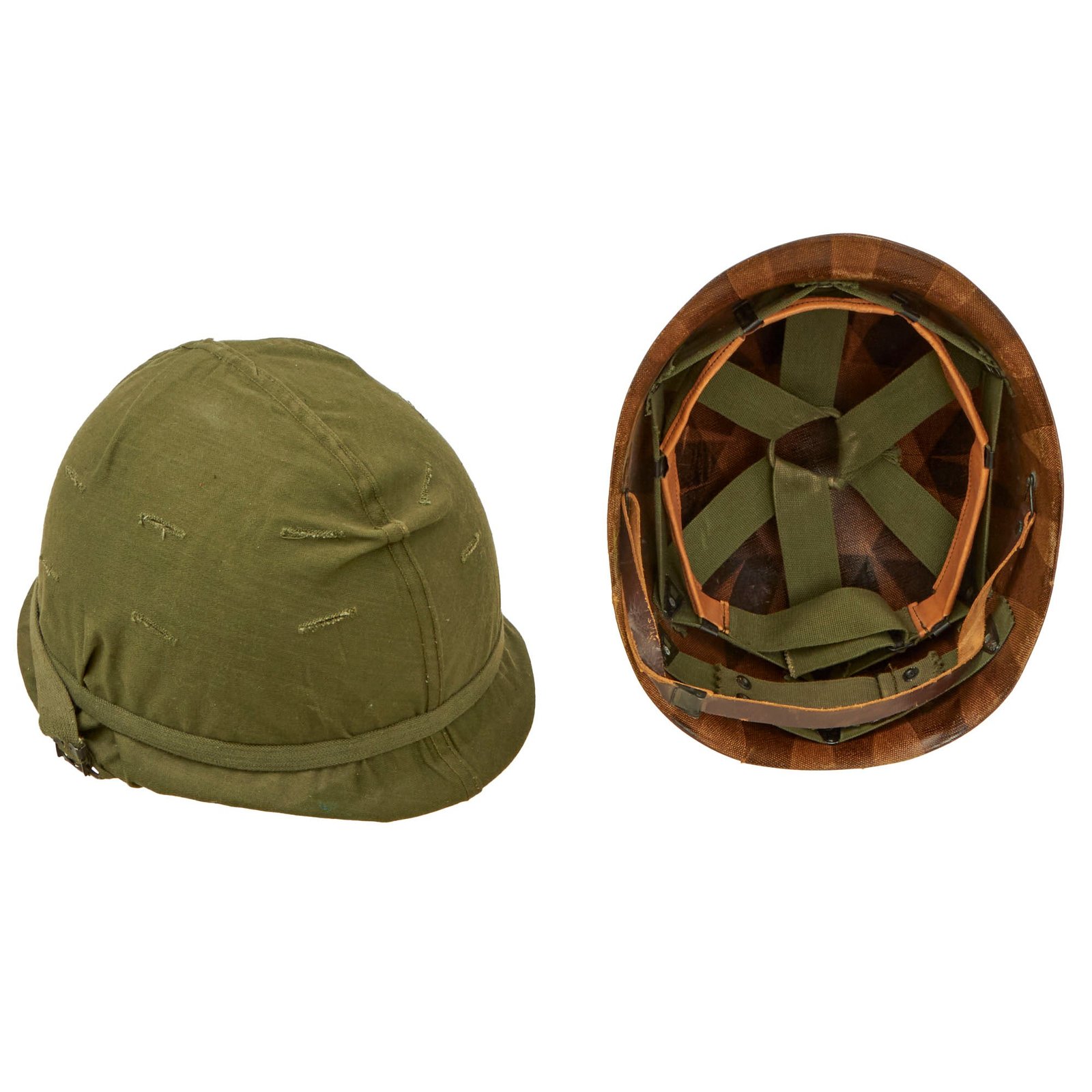 Buy Original U.S. WWII - Early Vietnam War McCord M1 Helmet With OD Green Helmet Cover and Westinghouse Liner - Complete | Original Firearms Antique For Sale