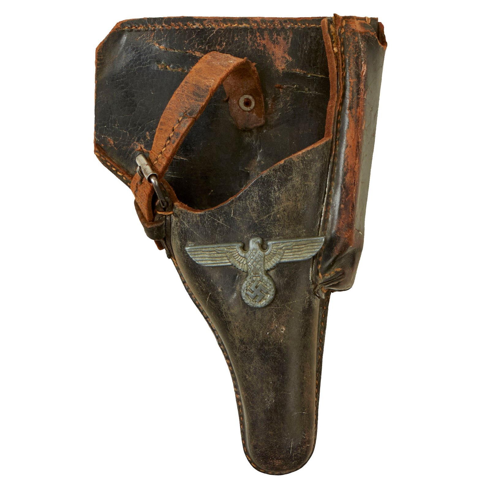 Buy Original German WWII USGI Modified Black P.08 Luger Holster by Karl Barth with Added Heer Eagle Insignia - Dated 1941 | Original Firearms Antique For Sale