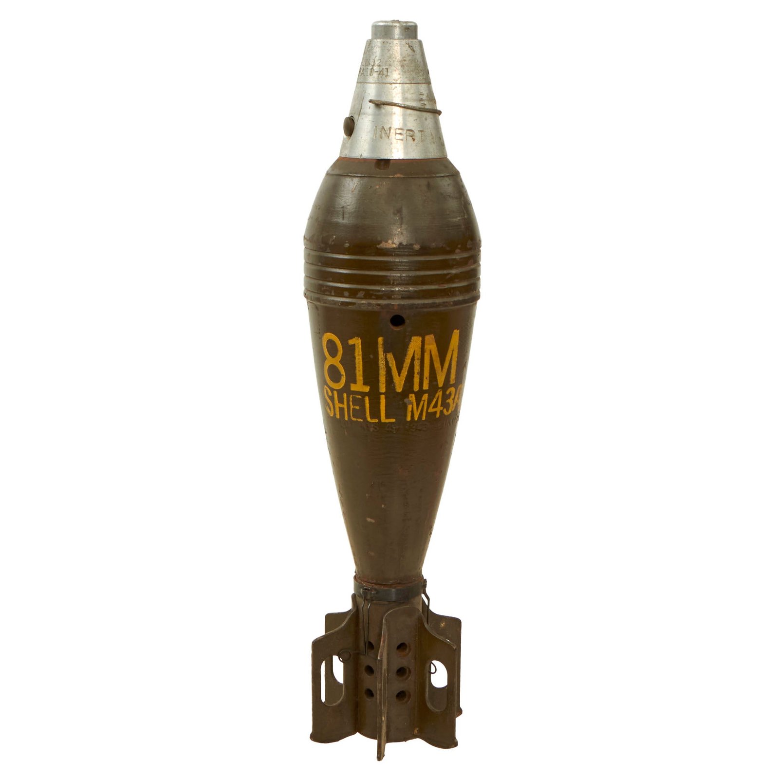 Buy Original U.S. WWII Era INERT 81mm M43A1 HE Mortar Round With M52 PD Type Fuze - Dated 1943 - Excellent | Original Firearms Antique For Sale