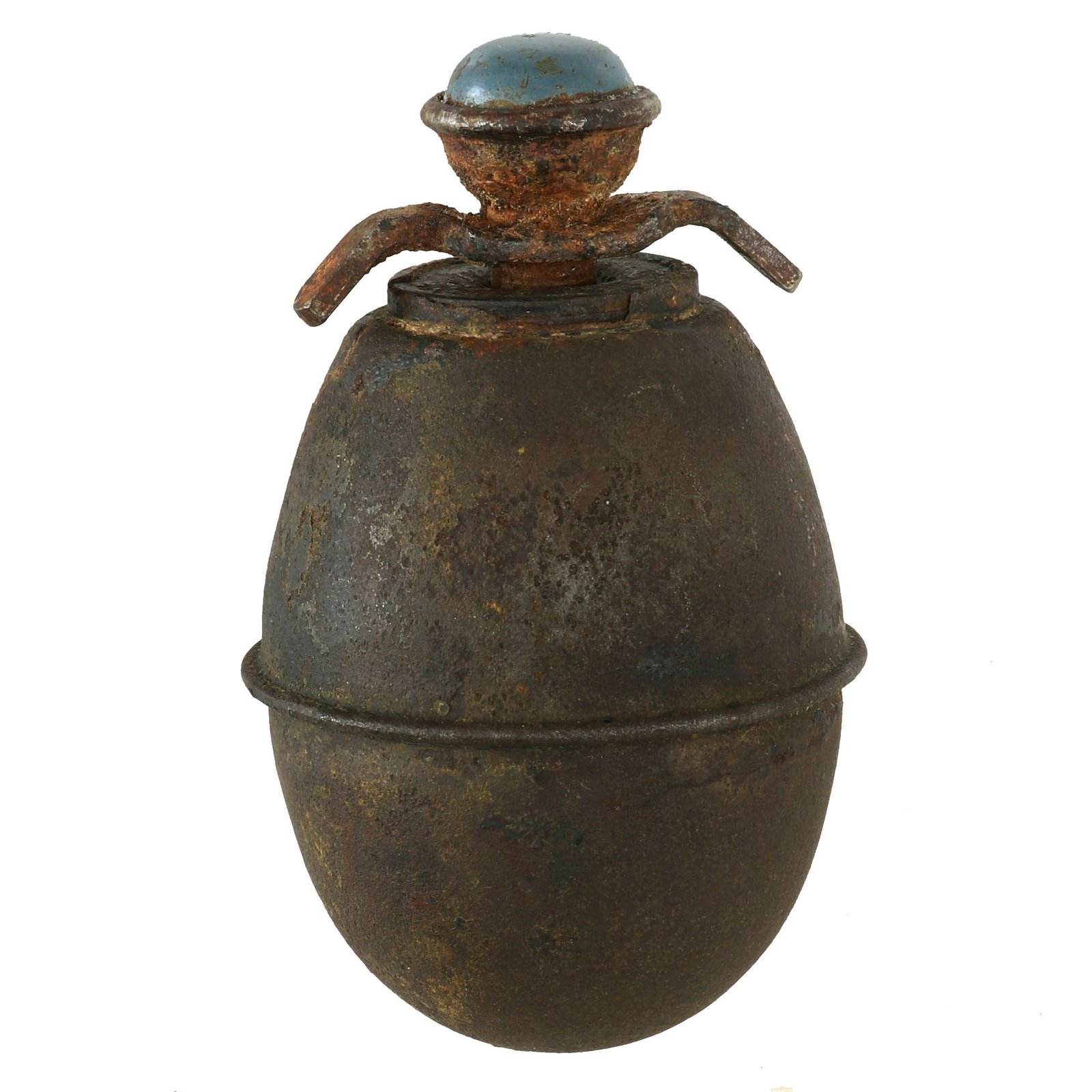 Buy Original German WWII 1943 Dated Model 39 Egg Hand Grenade with Original Fuze & Wings by Mettmanner Britanniawarenfabrik W. Seibel - Inert Eierhandgranate | Original Firearms Antique For Sale