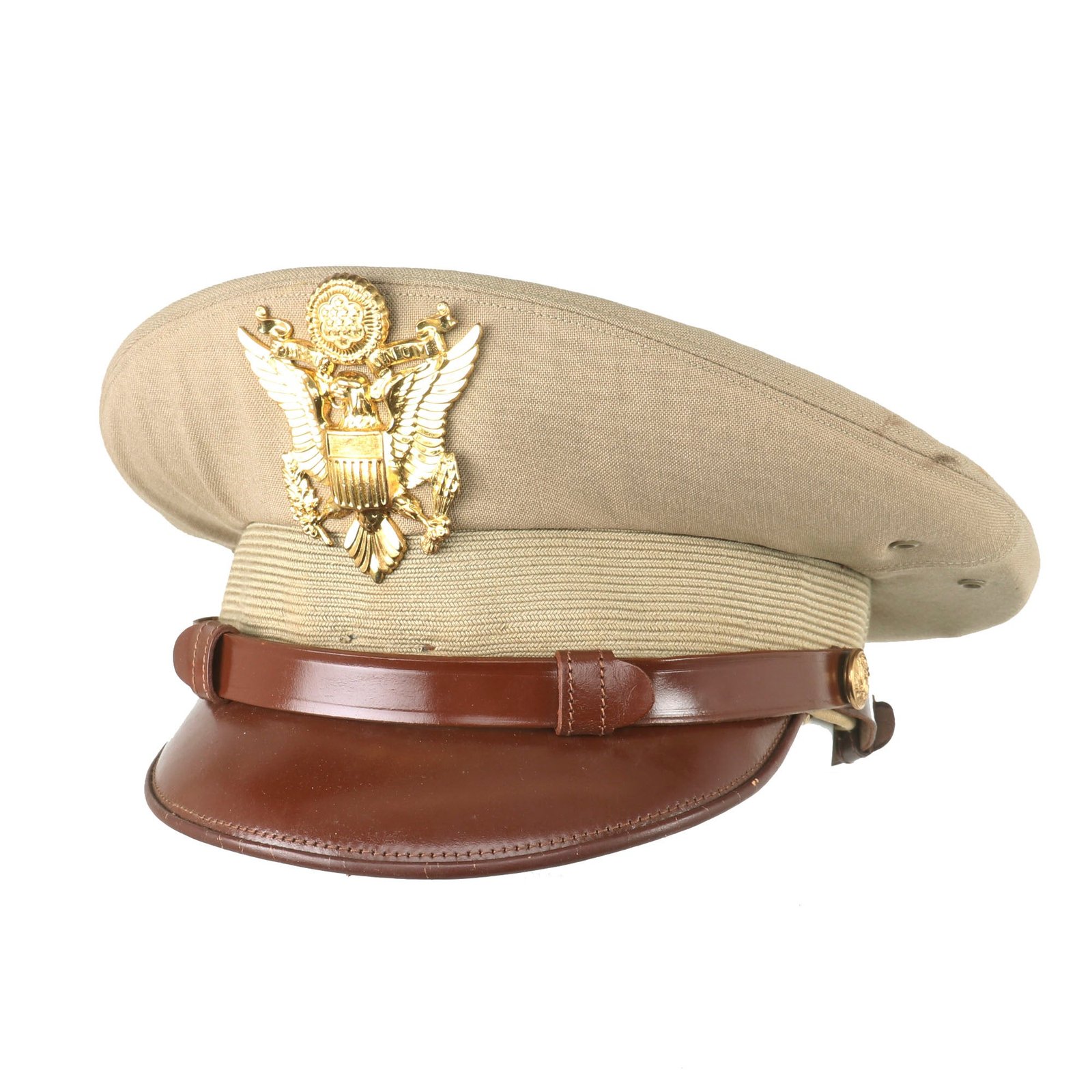 Buy Original U.S. Korean War Named Officer Khaki Visor “Pak-Cap” By Bancroft with Original Tag - Size 6 3/4 | Original Firearms Antique For Sale