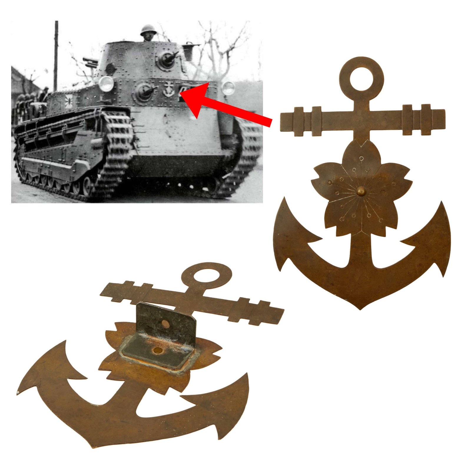 Buy Original Imperial Japanese WWII Special Naval Landing Forces Brass Tank Navy Vehicle Emblem Insignia | Original Firearms Antique For Sale