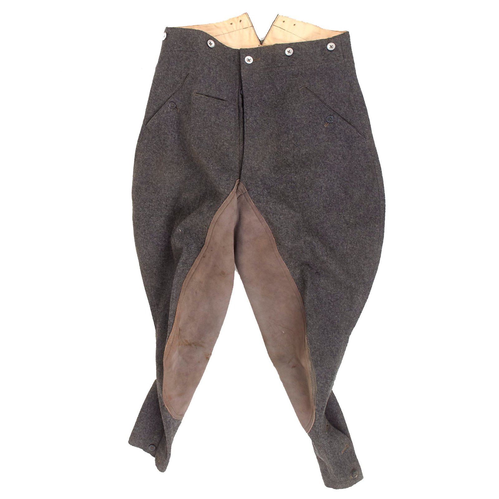 Buy Original German WWII Heer Army Enlisted Mounted Stone Gray Breeches by Fuhrmann & Co. in Exceptional Condition - Dated 1939 | Original Firearms Antique For Sale