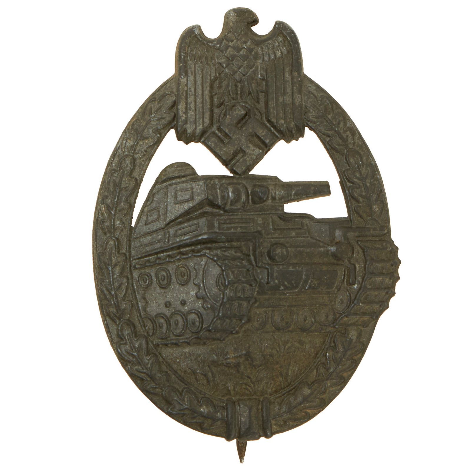Buy Original German WWII Bronze Grade Panzer Assault Tank Badge - Unmarked Solid Back Style | Original Firearms Antique For Sale