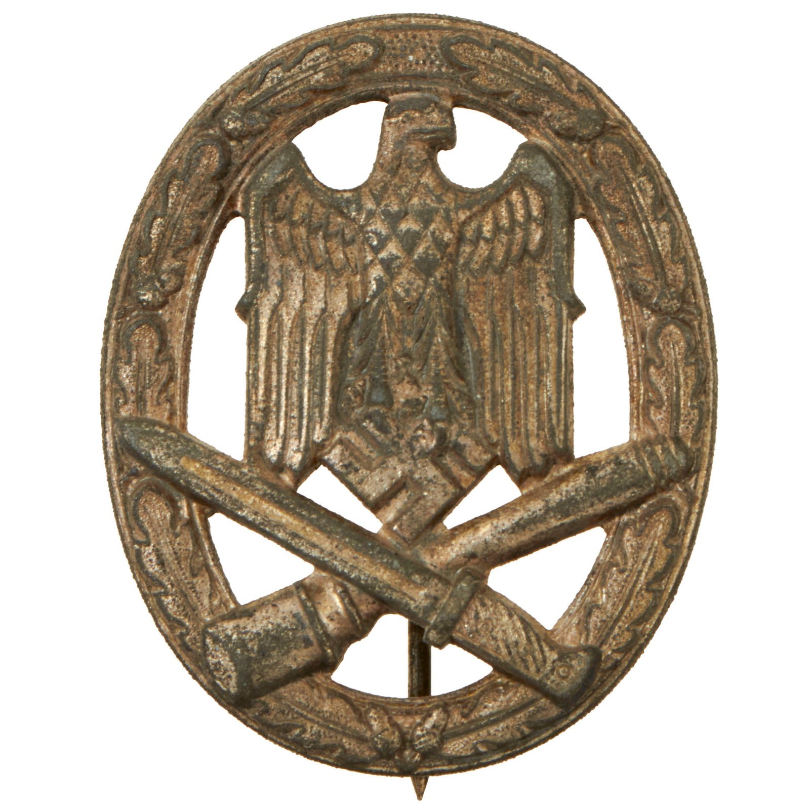 Buy Original German WWII Silver Grade General Assault Badge - Unmarked Solid Back | Original Firearms Antique For Sale